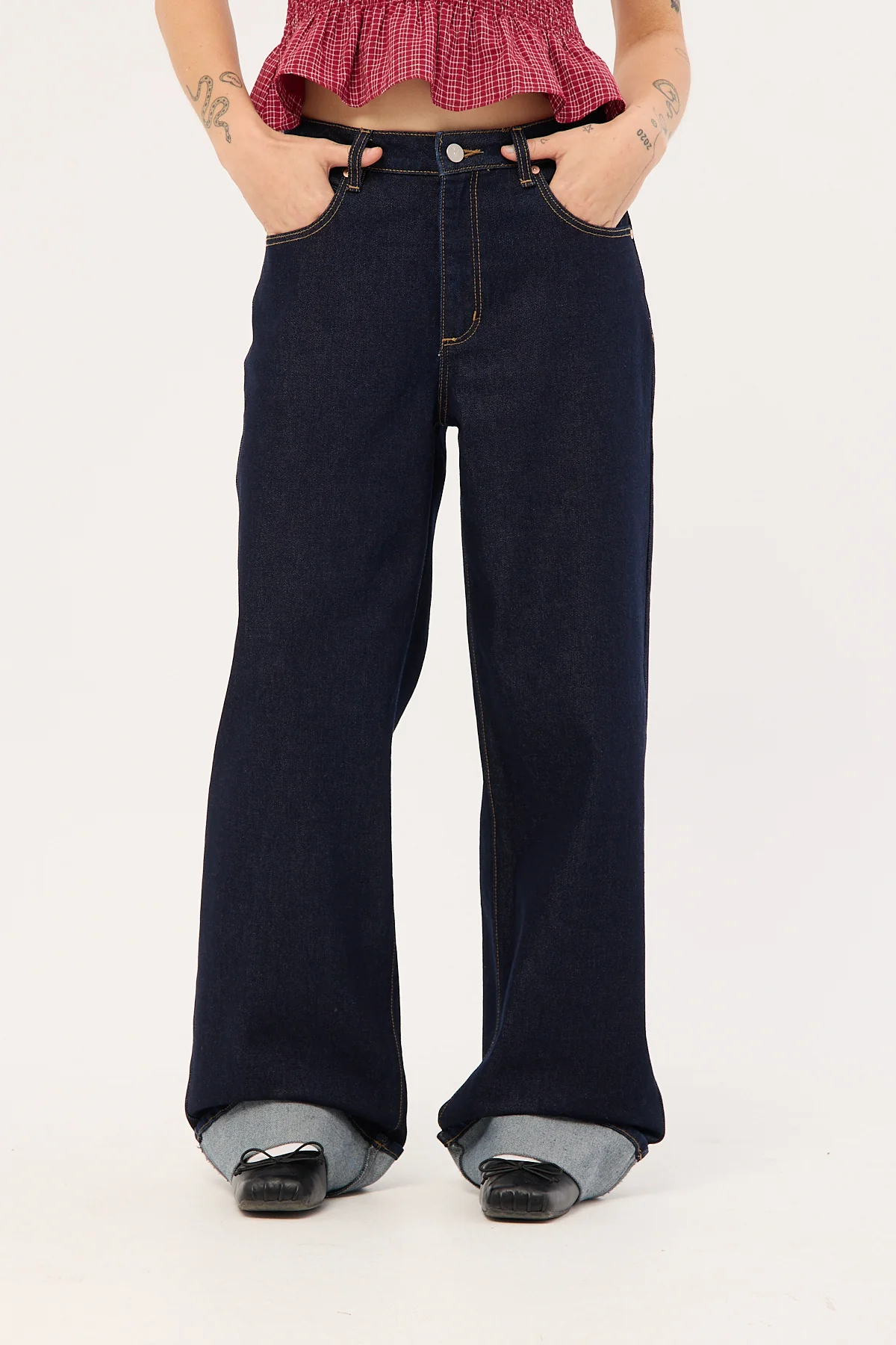 Abrand 95 Mid Baggy Richie Turn Up Dark Blue Denim - Image 3