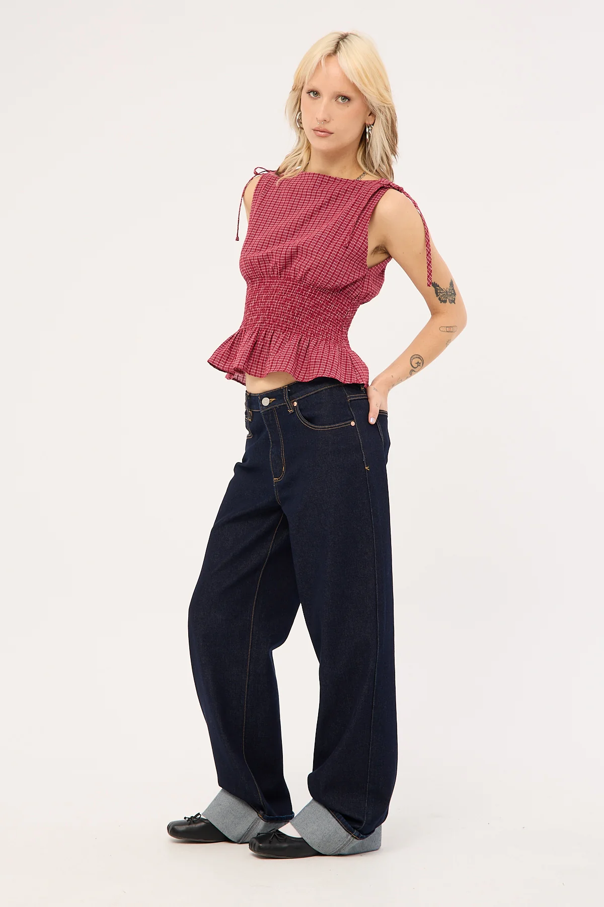 Abrand 95 Mid Baggy Richie Turn Up Dark Blue Denim - Image 4