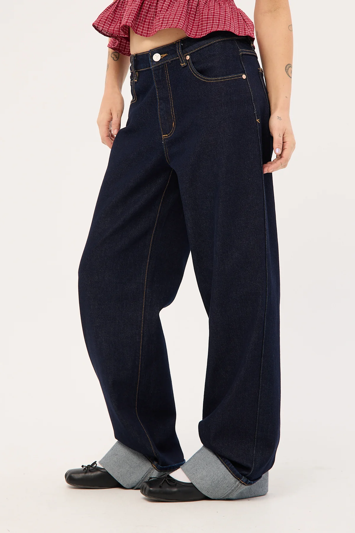 Abrand 95 Mid Baggy Richie Turn Up Dark Blue Denim - Image 5