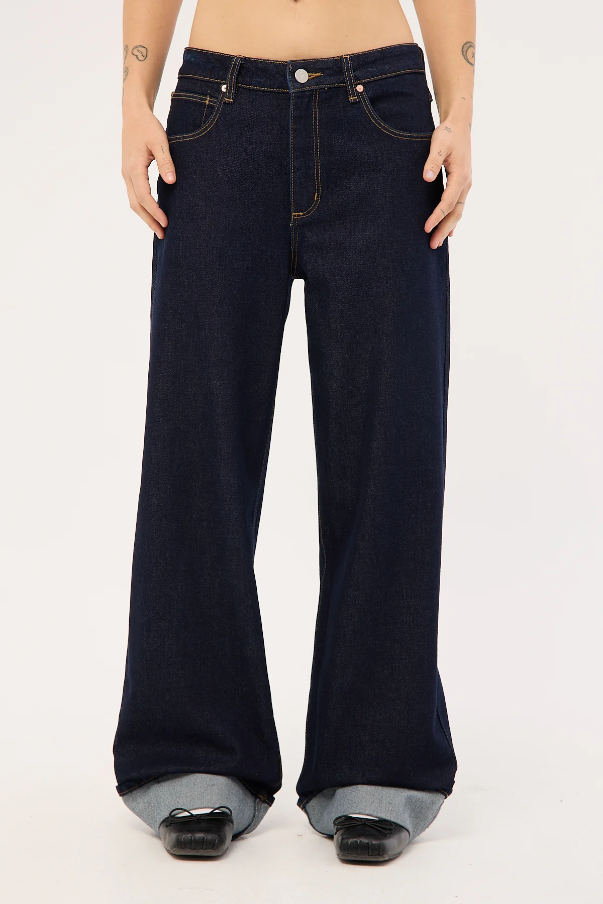 Abrand 95 Mid Baggy Richie Turn Up Dark Blue Denim - Image 9