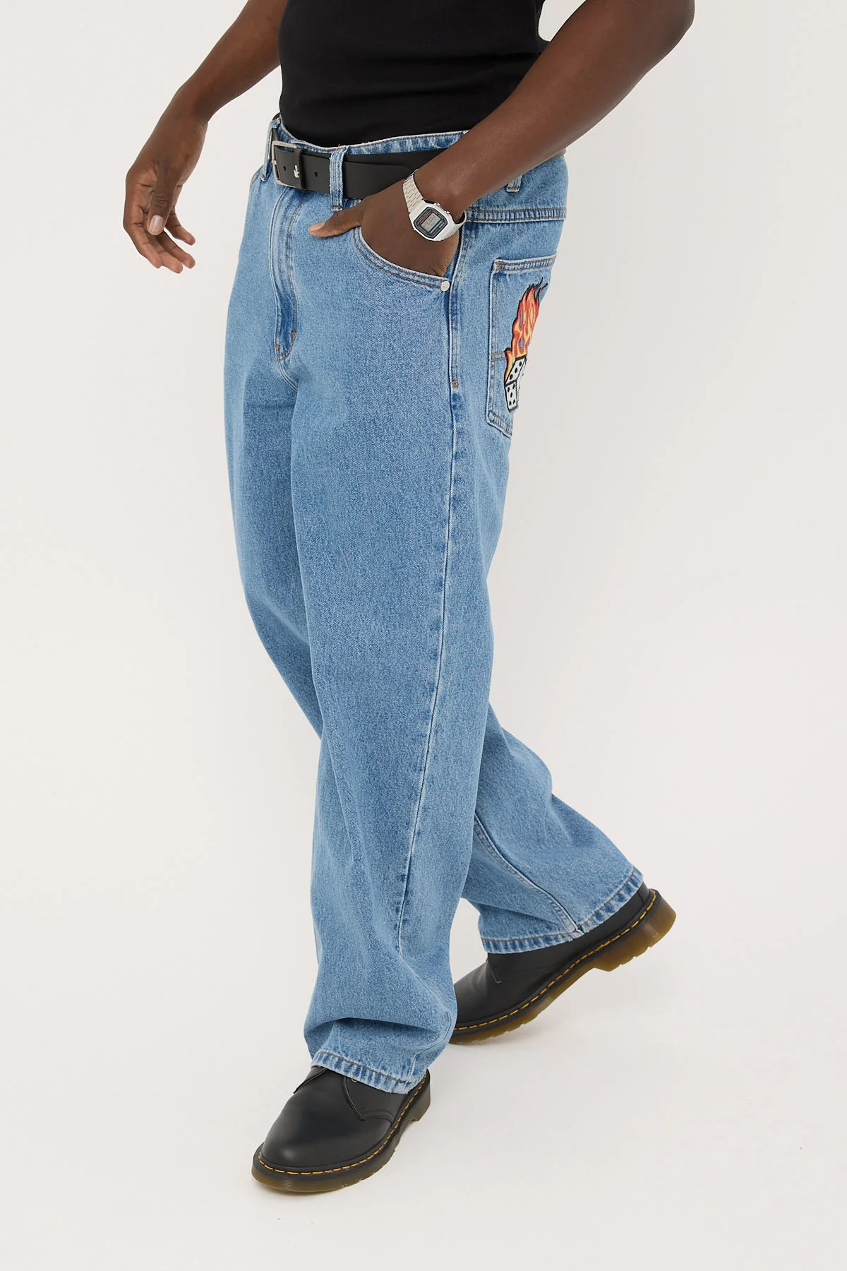 Abrand A5 Davis Flame Baggy Jean Bleached Vintage Indigo - Image 4
