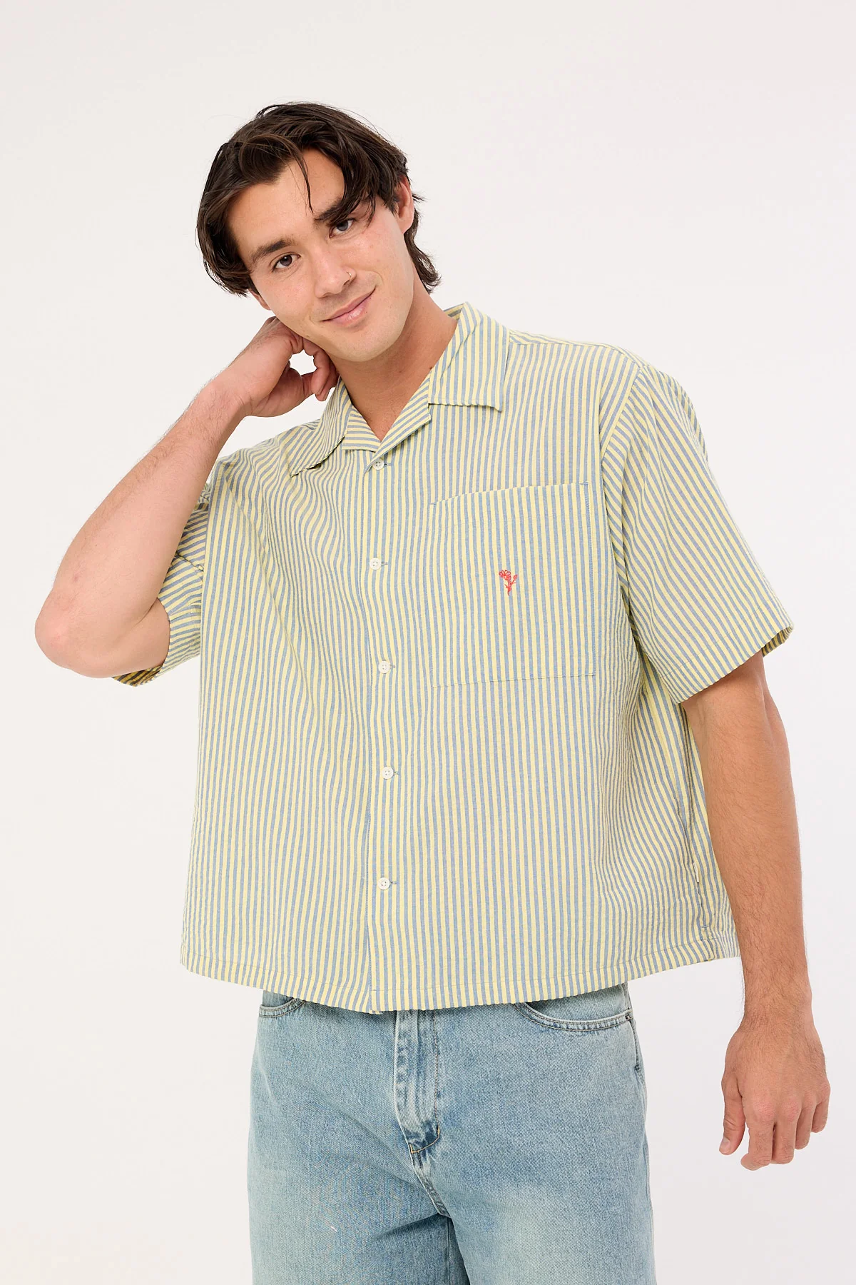Barney Cools Boathouse Shirt Green Stripe - Image 2