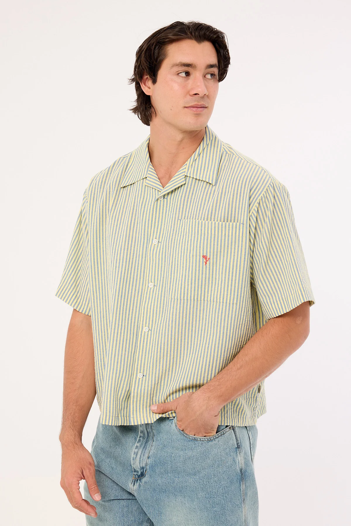 Barney Cools Boathouse Shirt Green Stripe - Image 4