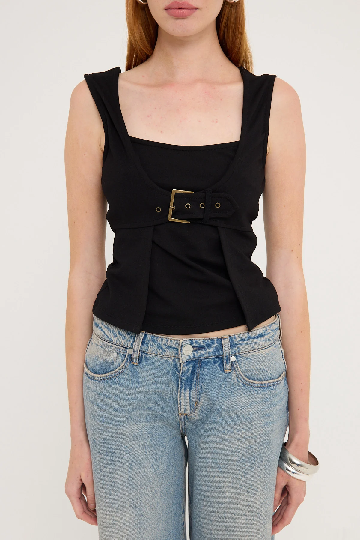 Basic Pleasure Mode Athena Buckle Top Black - Image 5