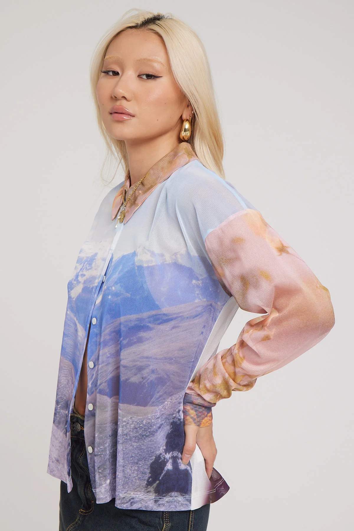 Basic Pleasure Mode Vapourwave Shirt Blue Print - Image 3