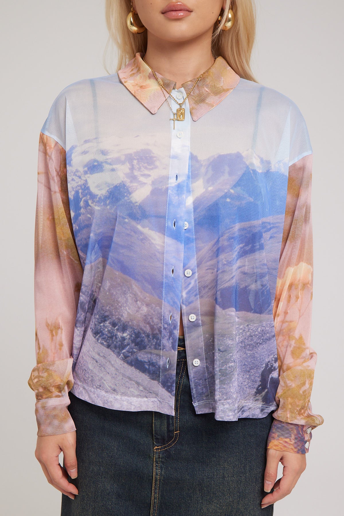 Basic Pleasure Mode Vapourwave Shirt Blue Print - Image 8