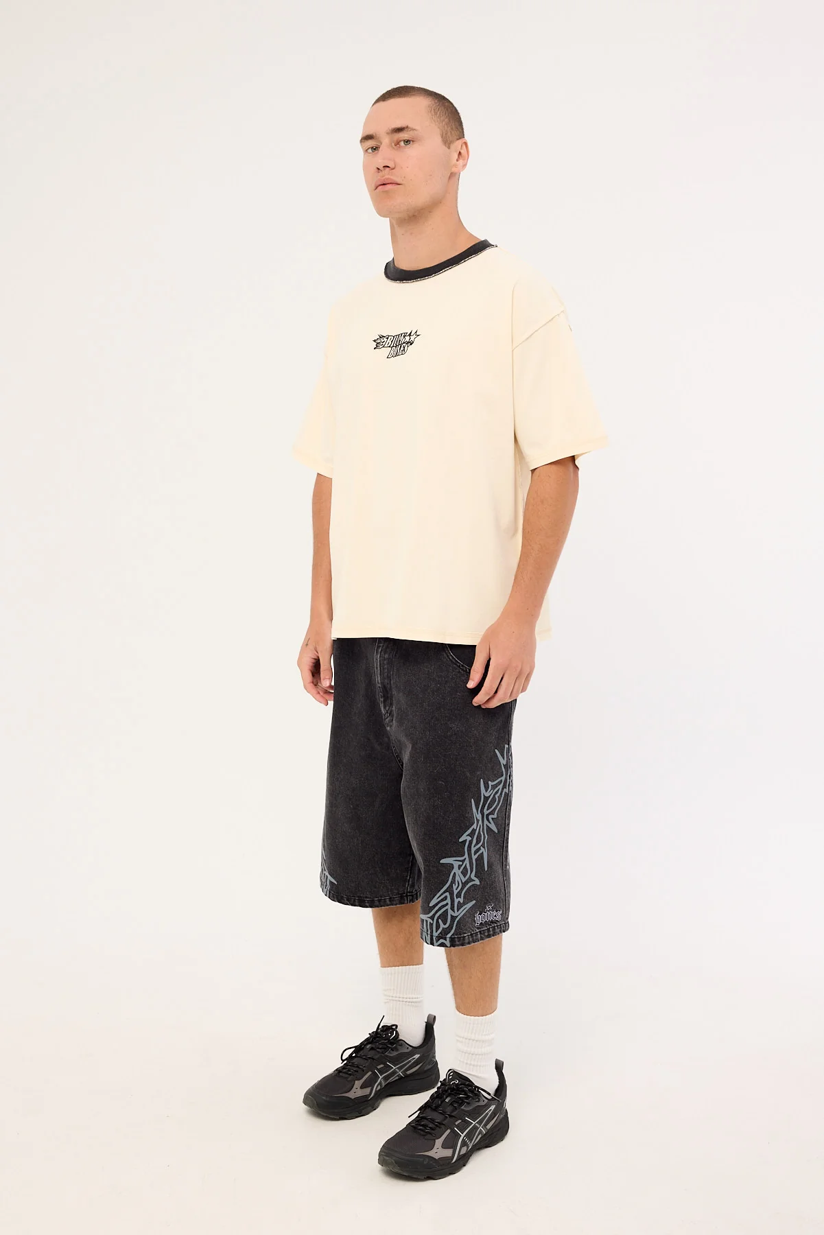Billy Bones Club Bones Barned Denim Shorts Washed Black - Image 4