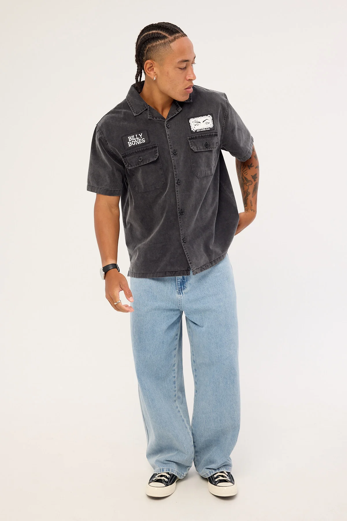 Billy Bones Club Bones Garage Work Shirt Washed Black - Image 2