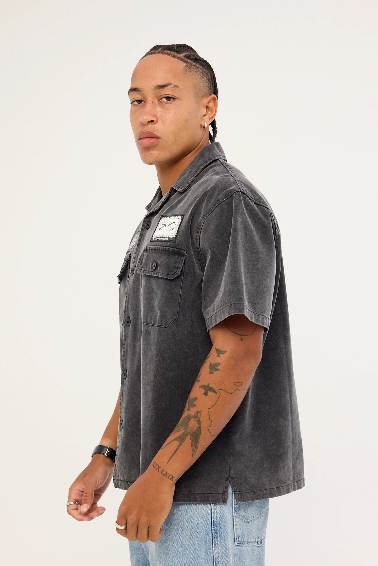 Billy Bones Club Bones Garage Work Shirt Washed Black - Image 3