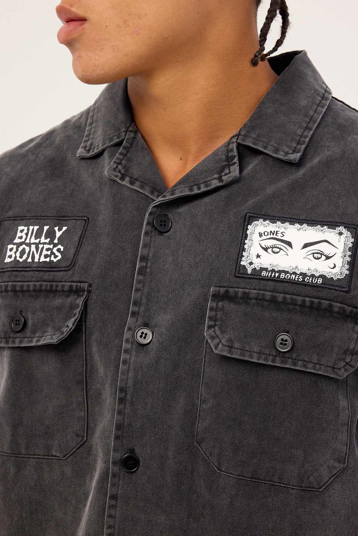 Billy Bones Club Bones Garage Work Shirt Washed Black - Image 5