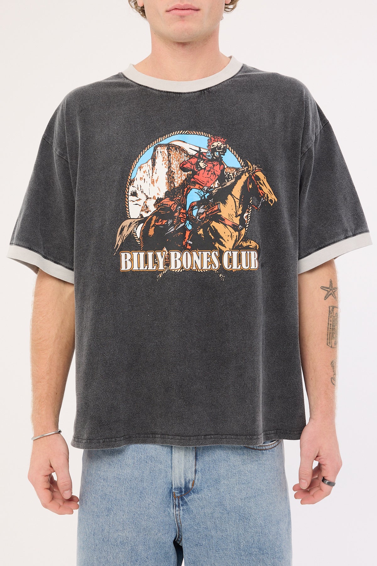 Billy Bones Club Bones Rodeo 2.0 Boxy Ringer Tee Washed Black - Image 10