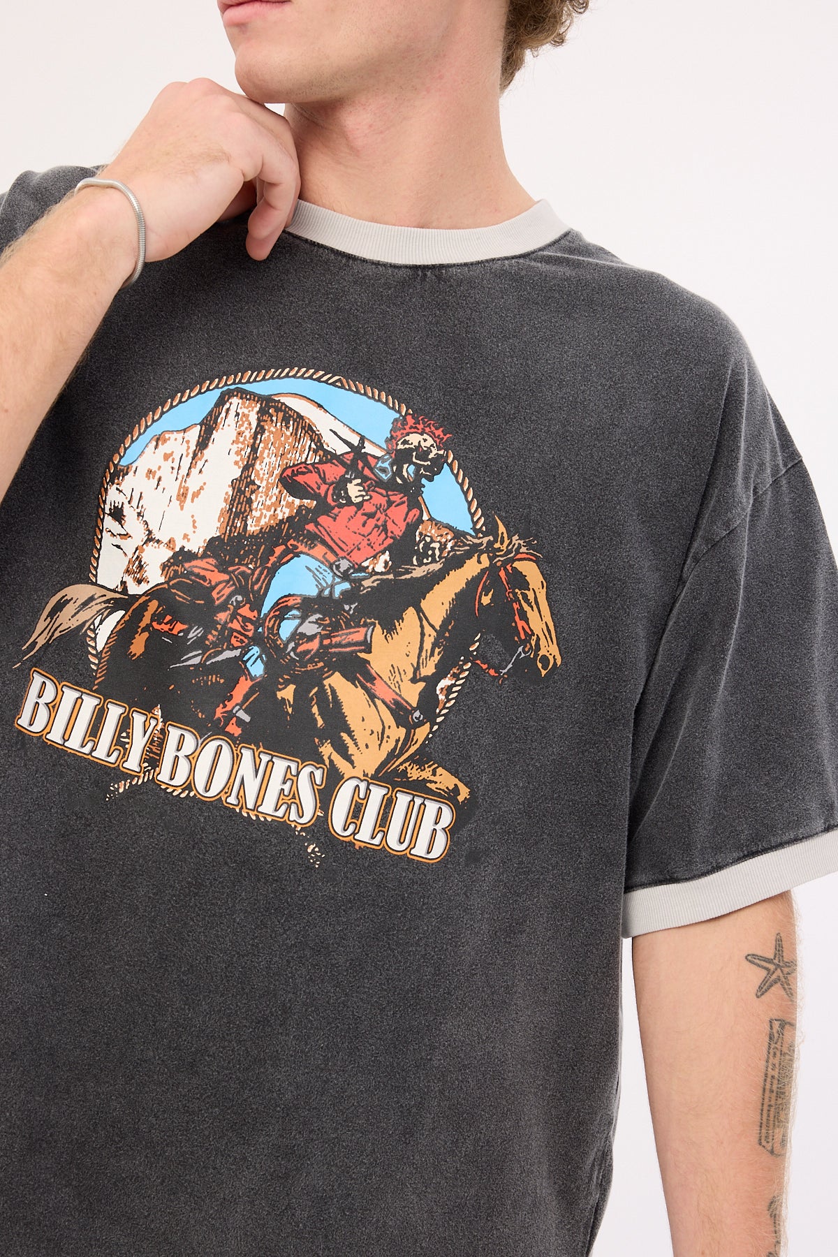 Billy Bones Club Bones Rodeo 2.0 Boxy Ringer Tee Washed Black - Image 3