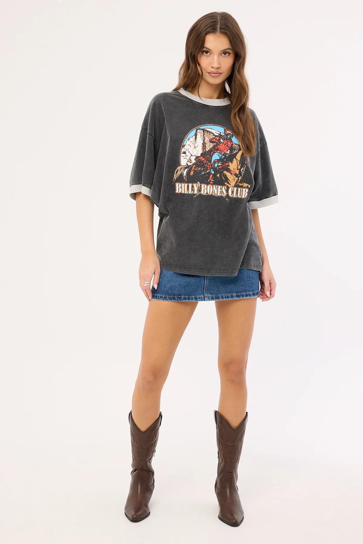 Billy Bones Club Bones Rodeo 2.0 Boxy Ringer Tee Washed Black - Image 4