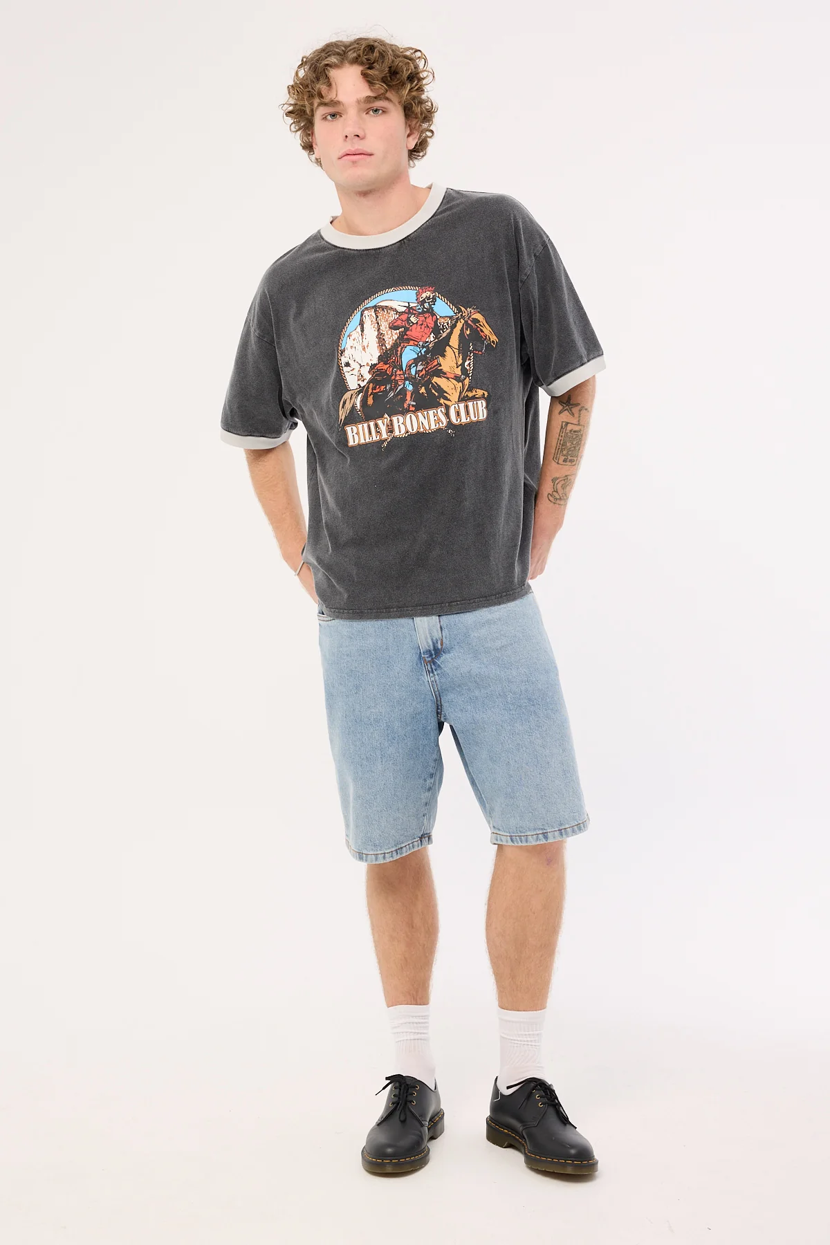 Billy Bones Club Bones Rodeo 2.0 Boxy Ringer Tee Washed Black - Image 7