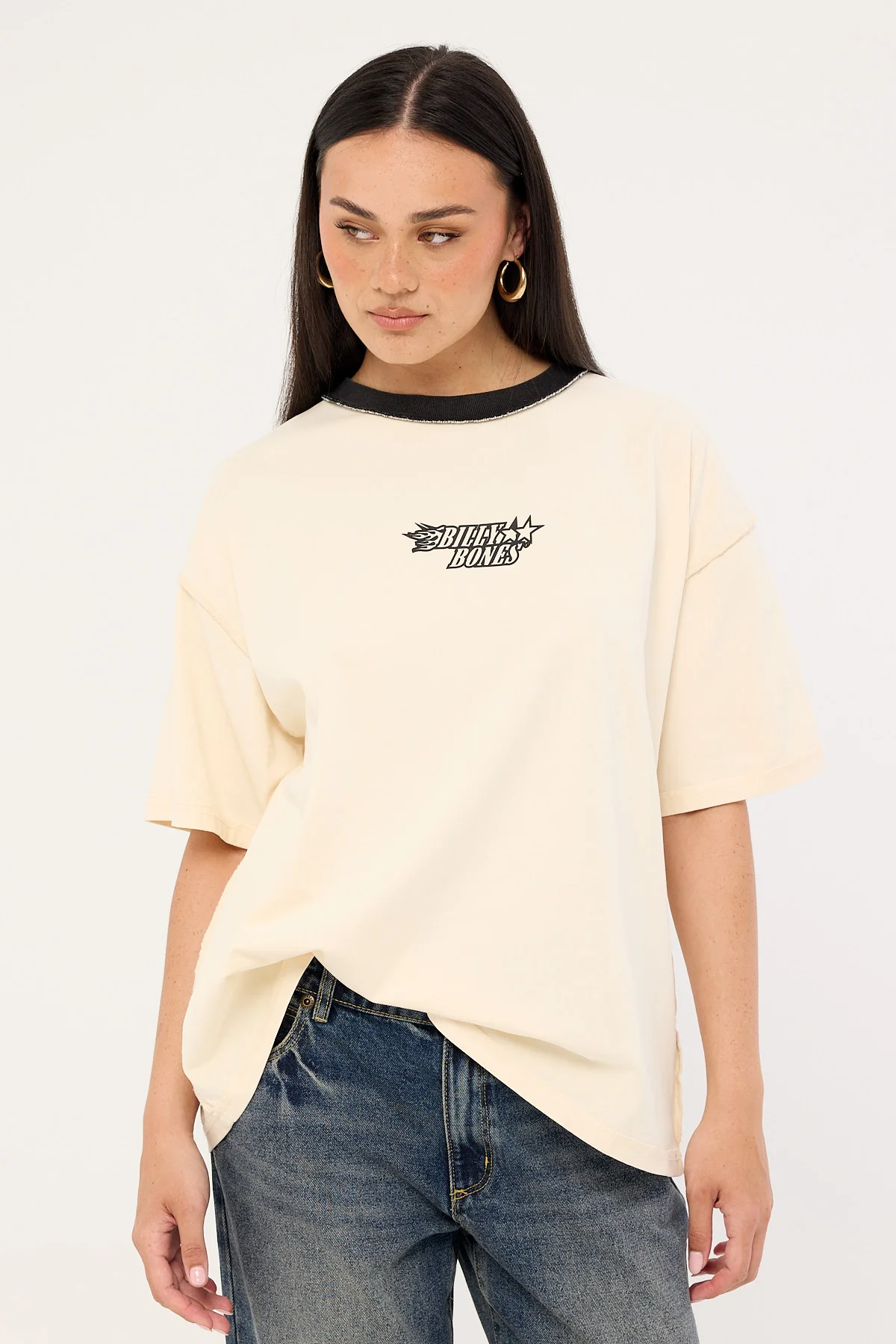 Billy Bones Club Flames Oversized Tee Cream - Image 2
