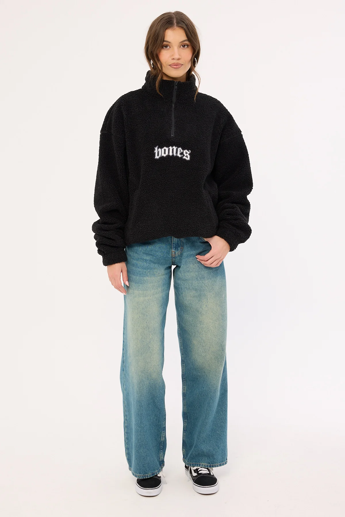 Billy Bones Club Webbed Collar Sherpa 1/4 Zip Black - Image 3