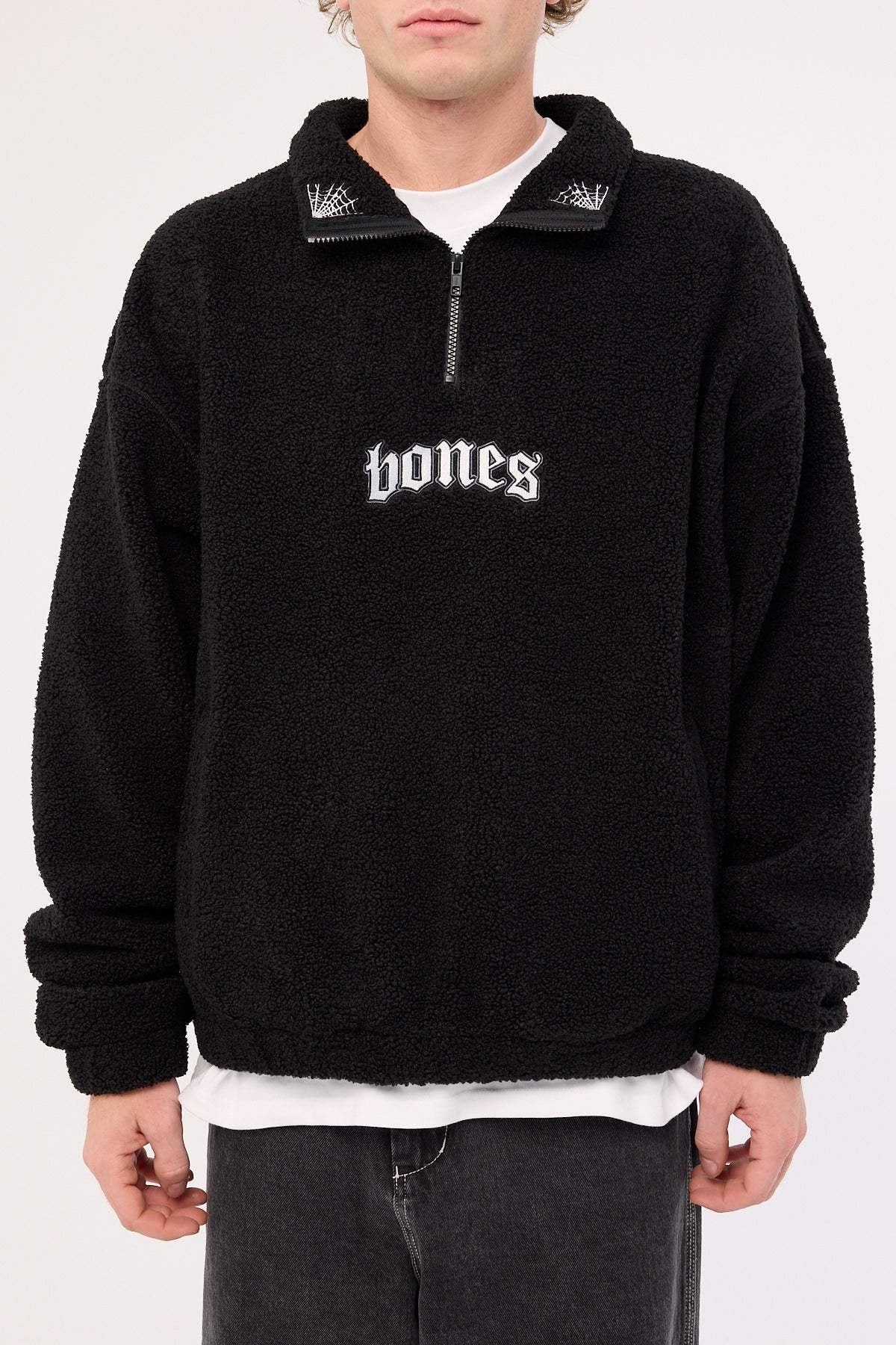 Billy Bones Club Webbed Collar Sherpa 1/4 Zip Black - Image 9