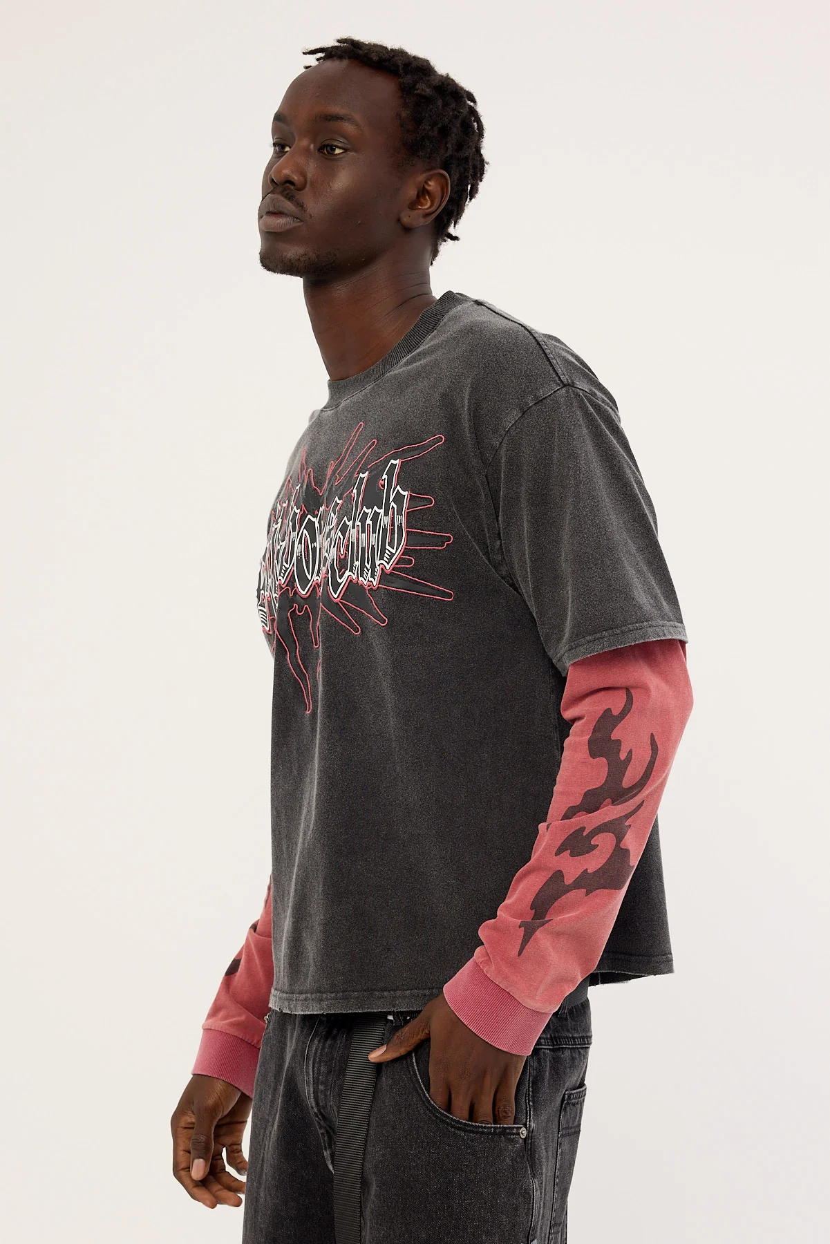 Billy Bones Club Oil Change 2.0 Layered LS Tee Black/Red - Image 3