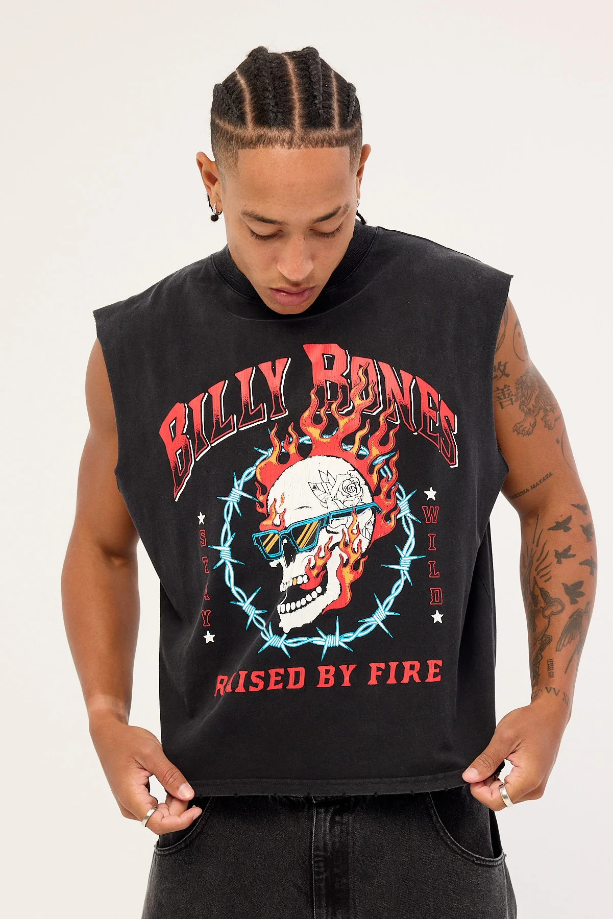 Billy Bones Club Raised by Fire Muscle Tank Washed Black