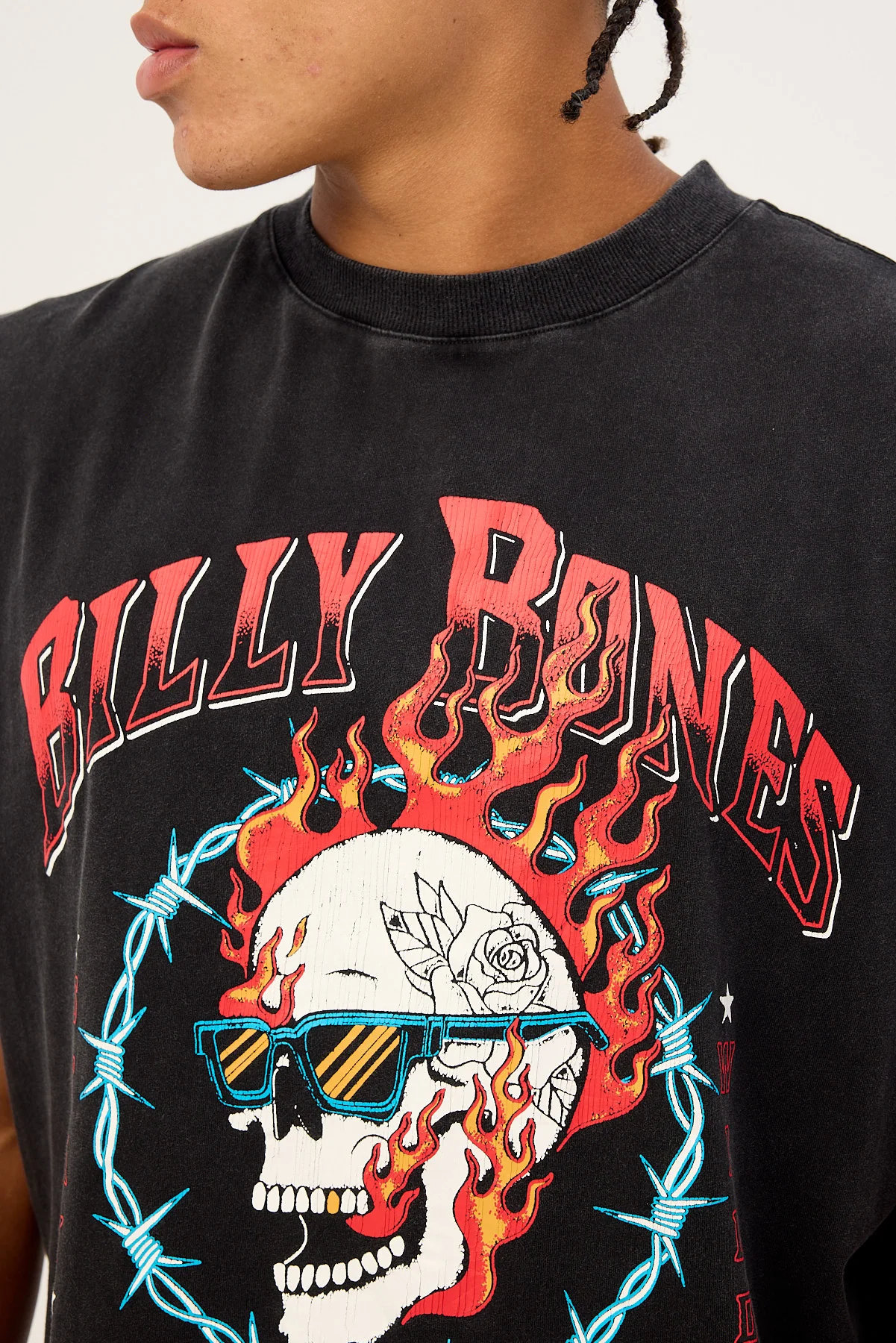 Billy Bones Club Raised by Fire Muscle Tank Washed Black - Image 5