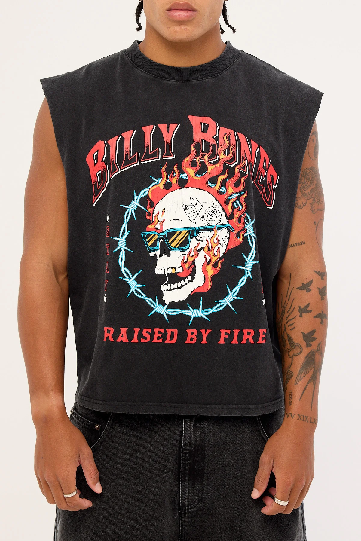 Billy Bones Club Raised by Fire Muscle Tank Washed Black - Image 6