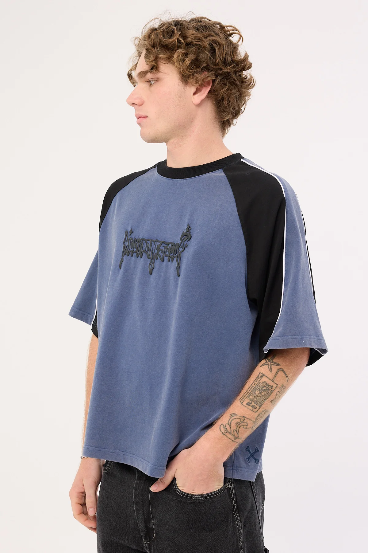 Billy Bones Club Small Steps Panel Boxy Tee Blue - Image 6