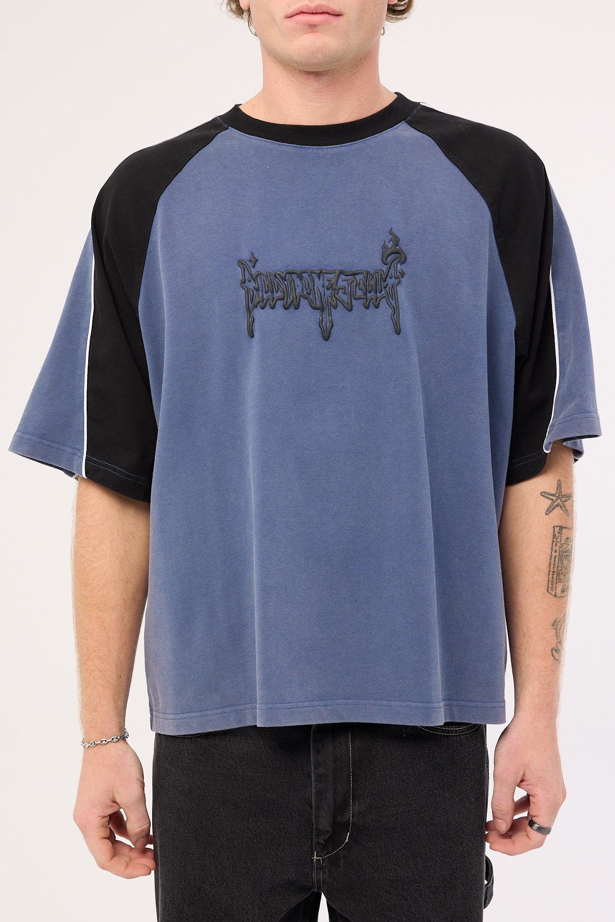 Billy Bones Club Small Steps Panel Boxy Tee Blue - Image 8