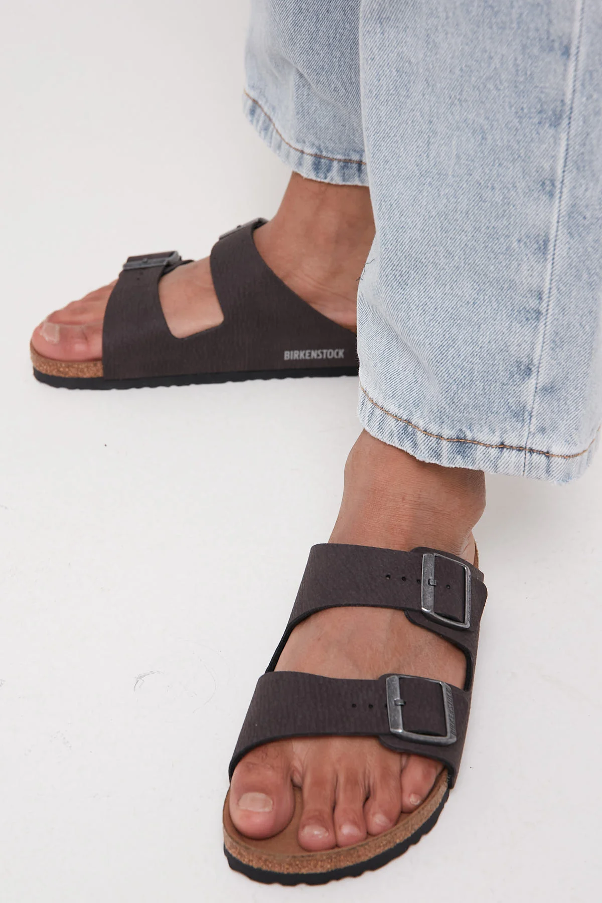 Birkenstock Arizona Desert Dust Vegan BirkiBuc Narrow Black - Image 5