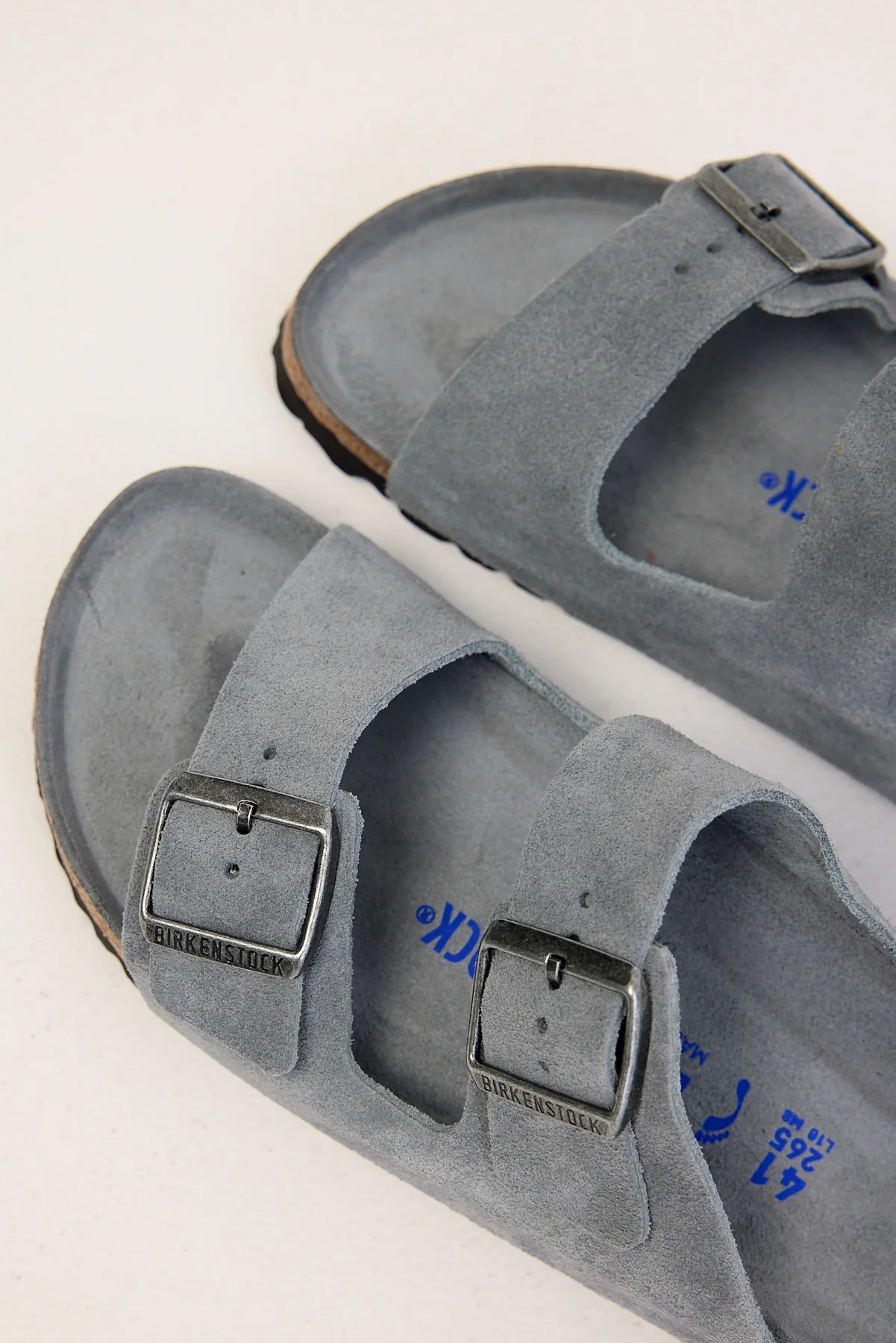 Birkenstock Arizona Sfb Footbed Suede Leather Narrow Basalt Grey Tonal - Image 3