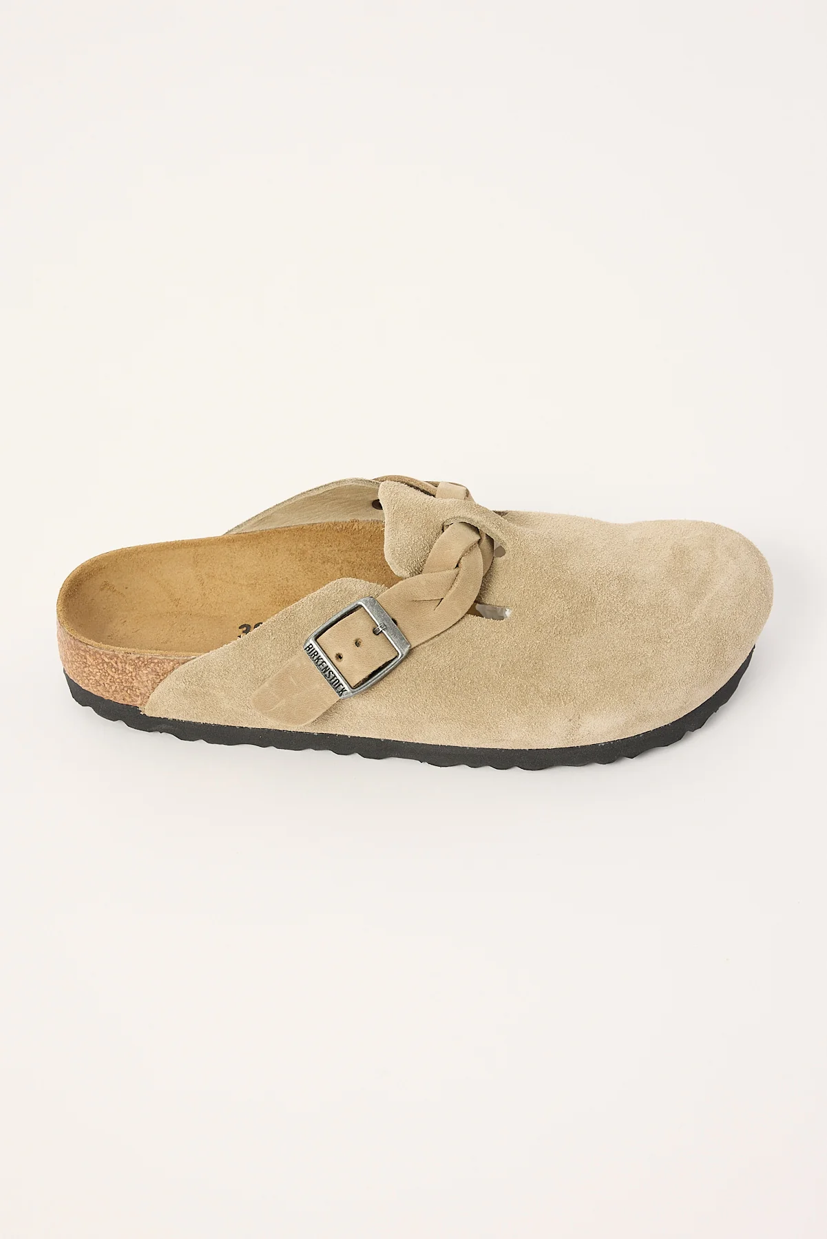 Birkenstock Boston Braided Suede Narrow Taupe
