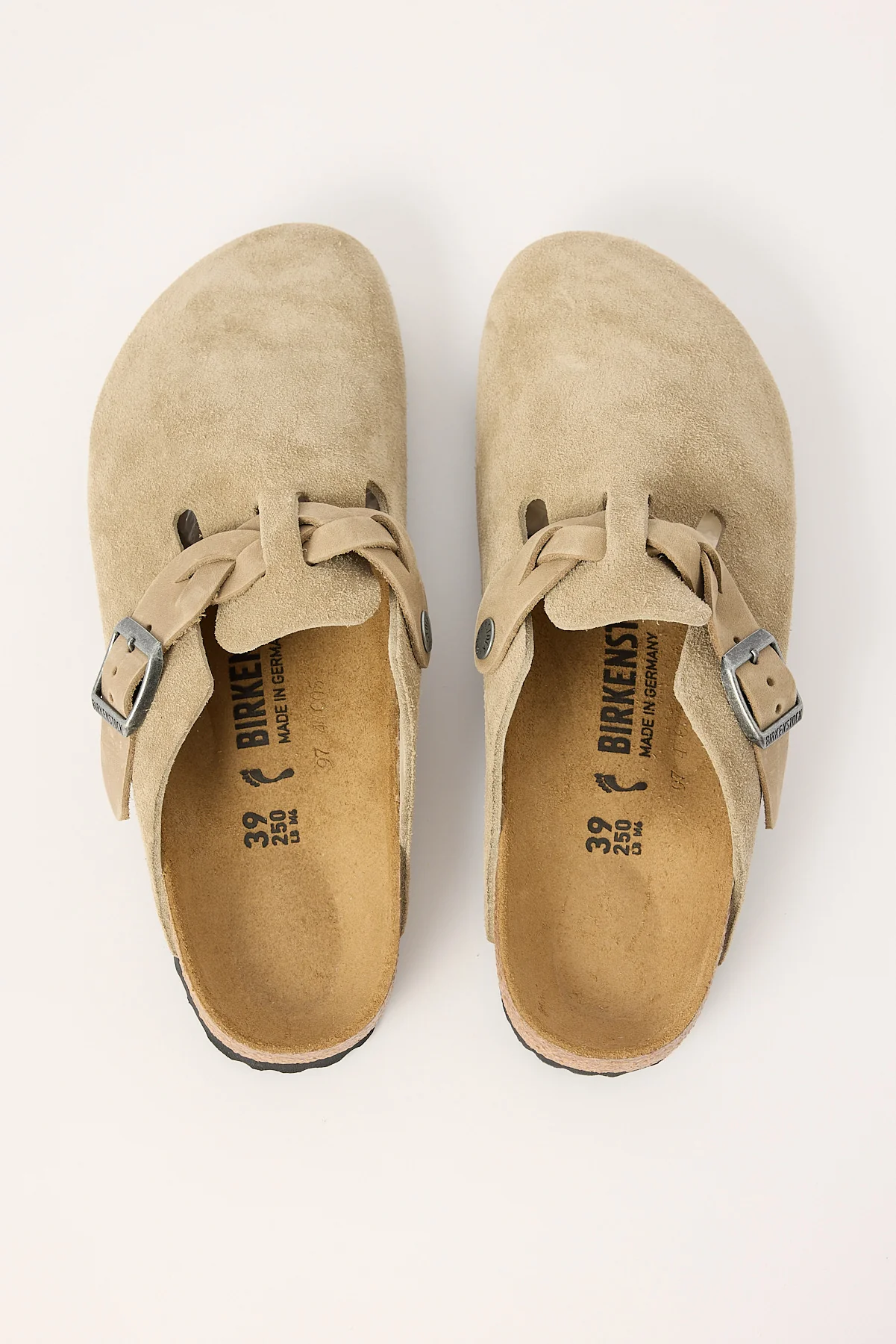 Birkenstock Boston Braided Suede Narrow Taupe - Image 2