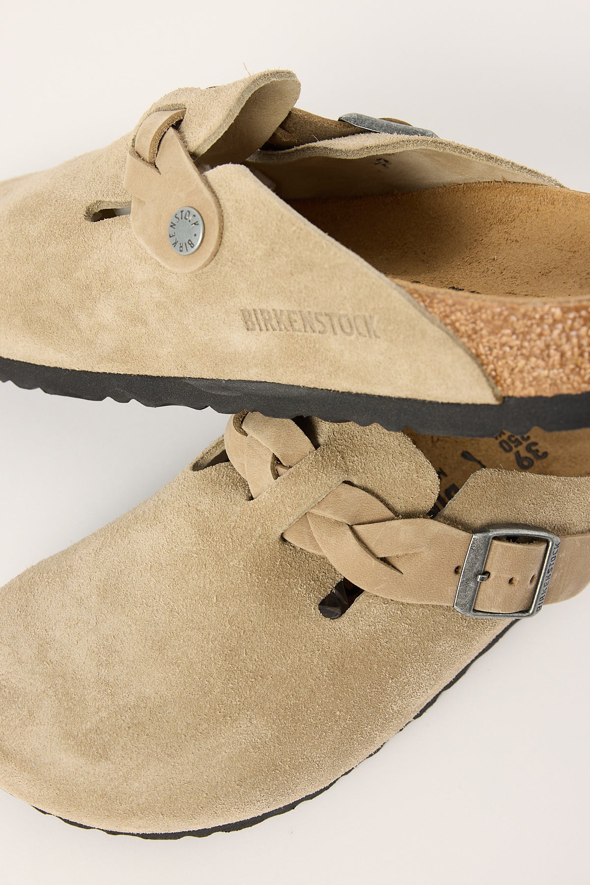 Birkenstock Boston Braided Suede Narrow Taupe - Image 4