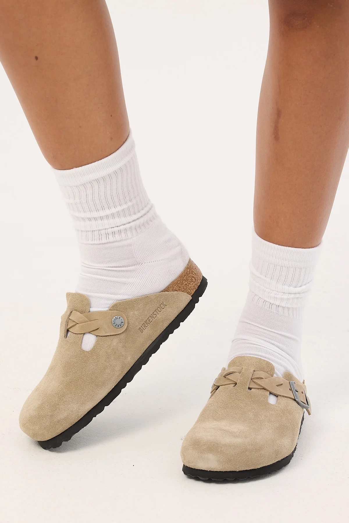 Birkenstock Boston Braided Suede Narrow Taupe - Image 5