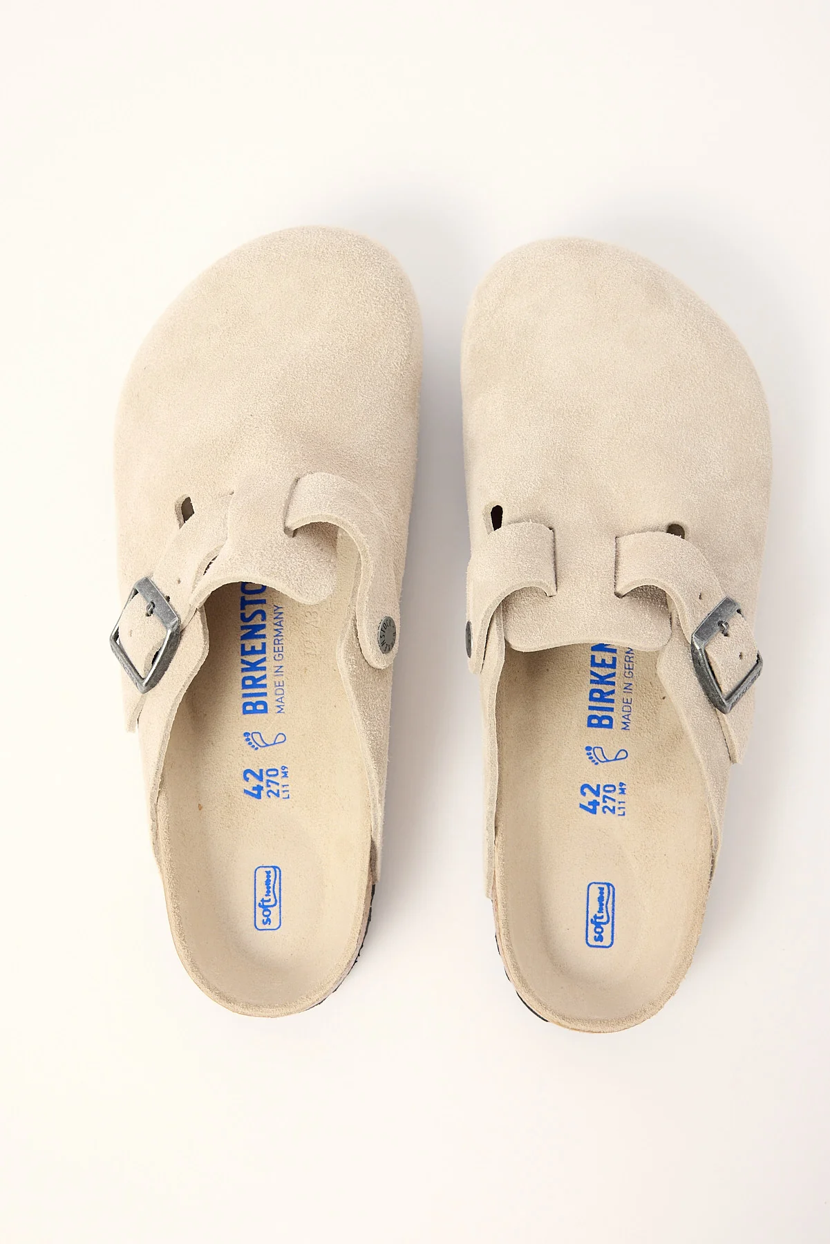 Birkenstock Boston SFB Suede Leather Oyster Tonal Footbed - Image 3