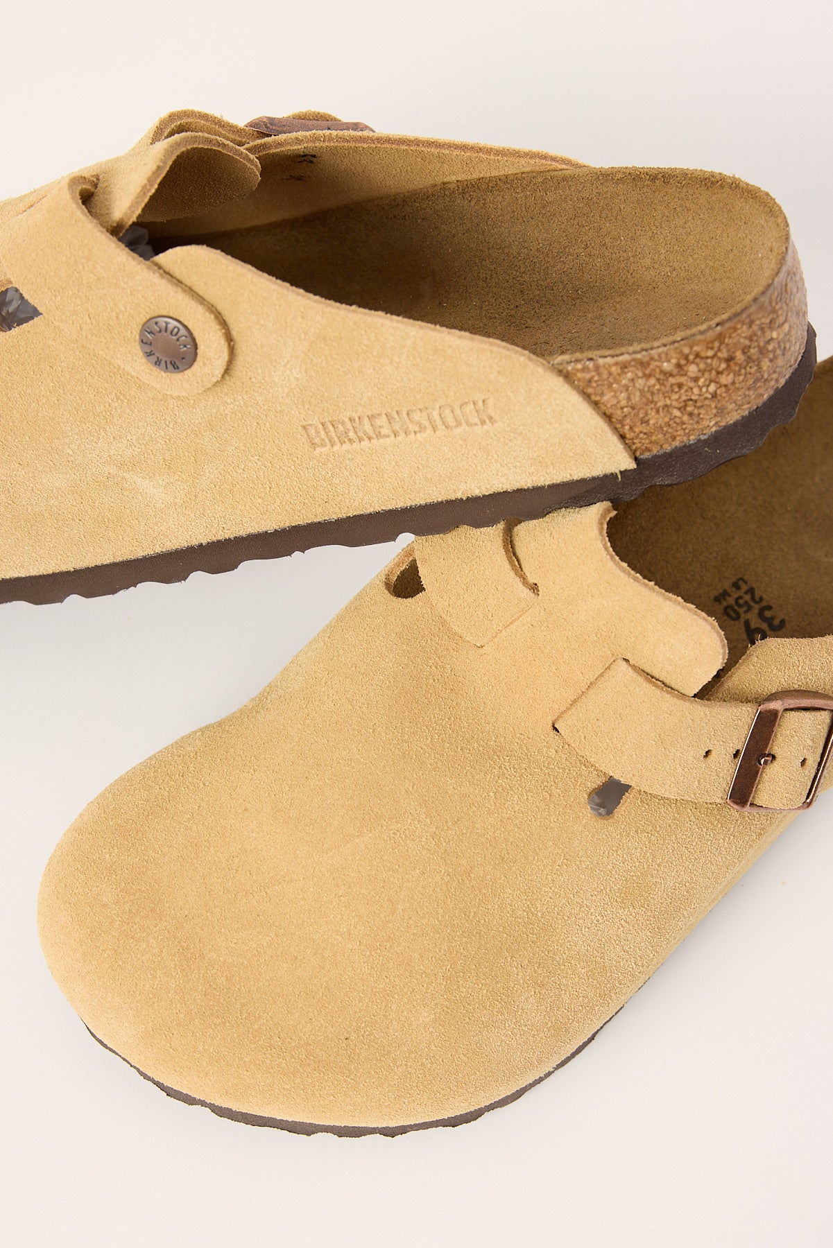 Birkenstock Boston Suede Leather Regular Latte Cream - Image 4