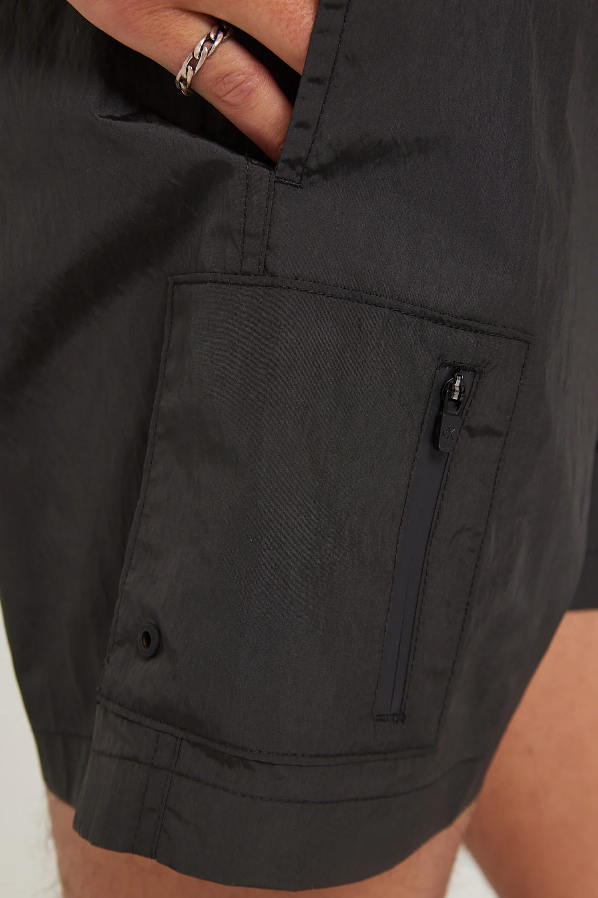 Calvin Klein Ck Utility Nylon Swim Short Medium Drawstring PVH Black - Image 5