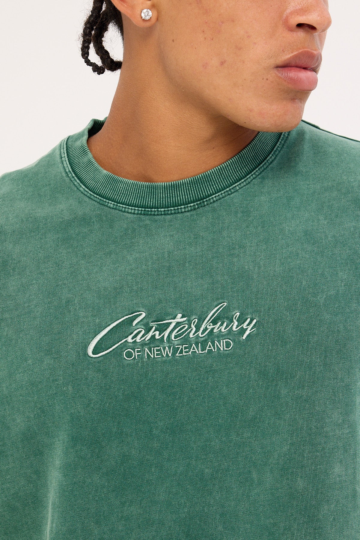 Canterbury Embroidered Heritage Logo Heavyweight Oversized Tee Pine Needle Green - Image 3