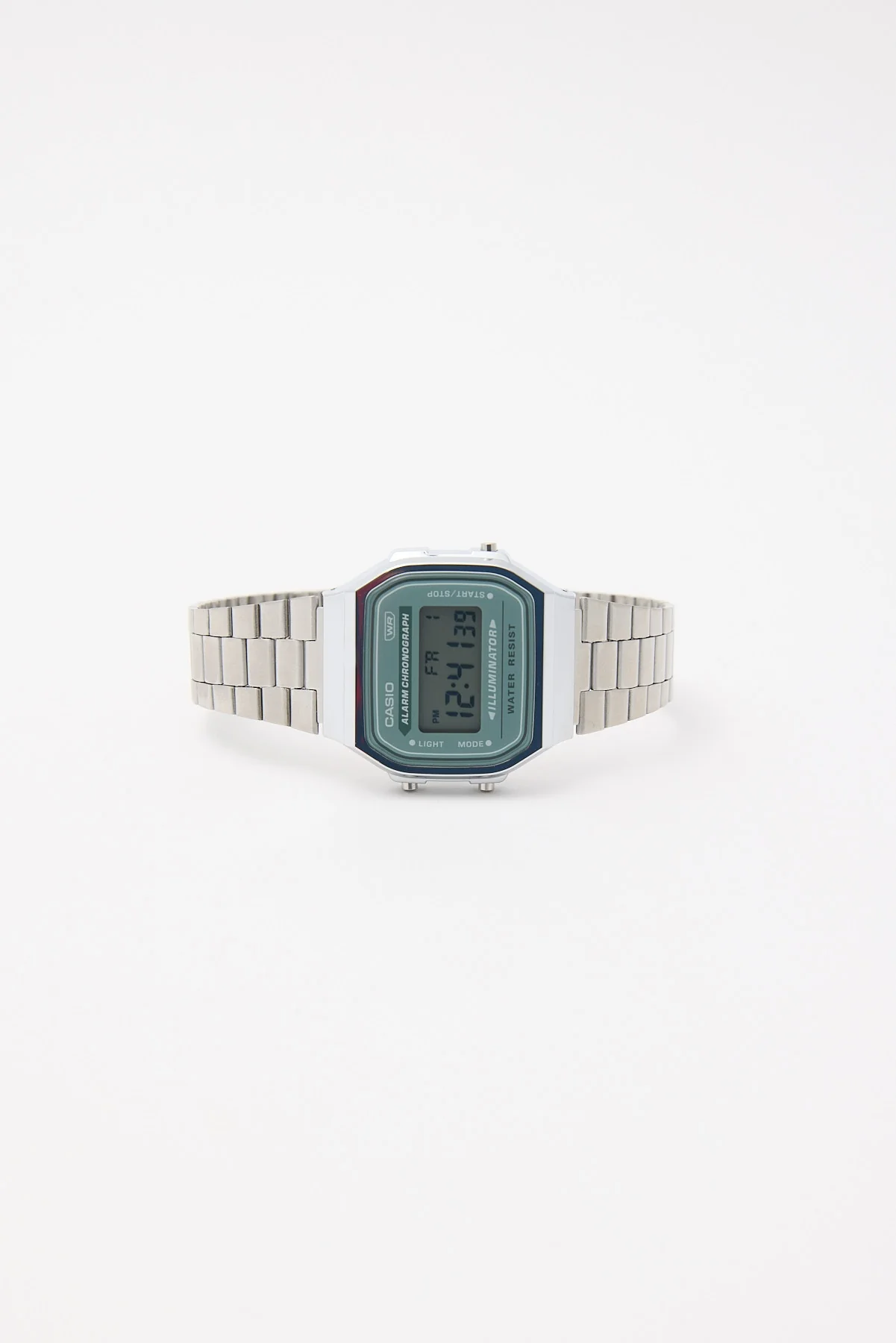 Casio A168WA-3A Analogue Watch Silver/Green - Image 2