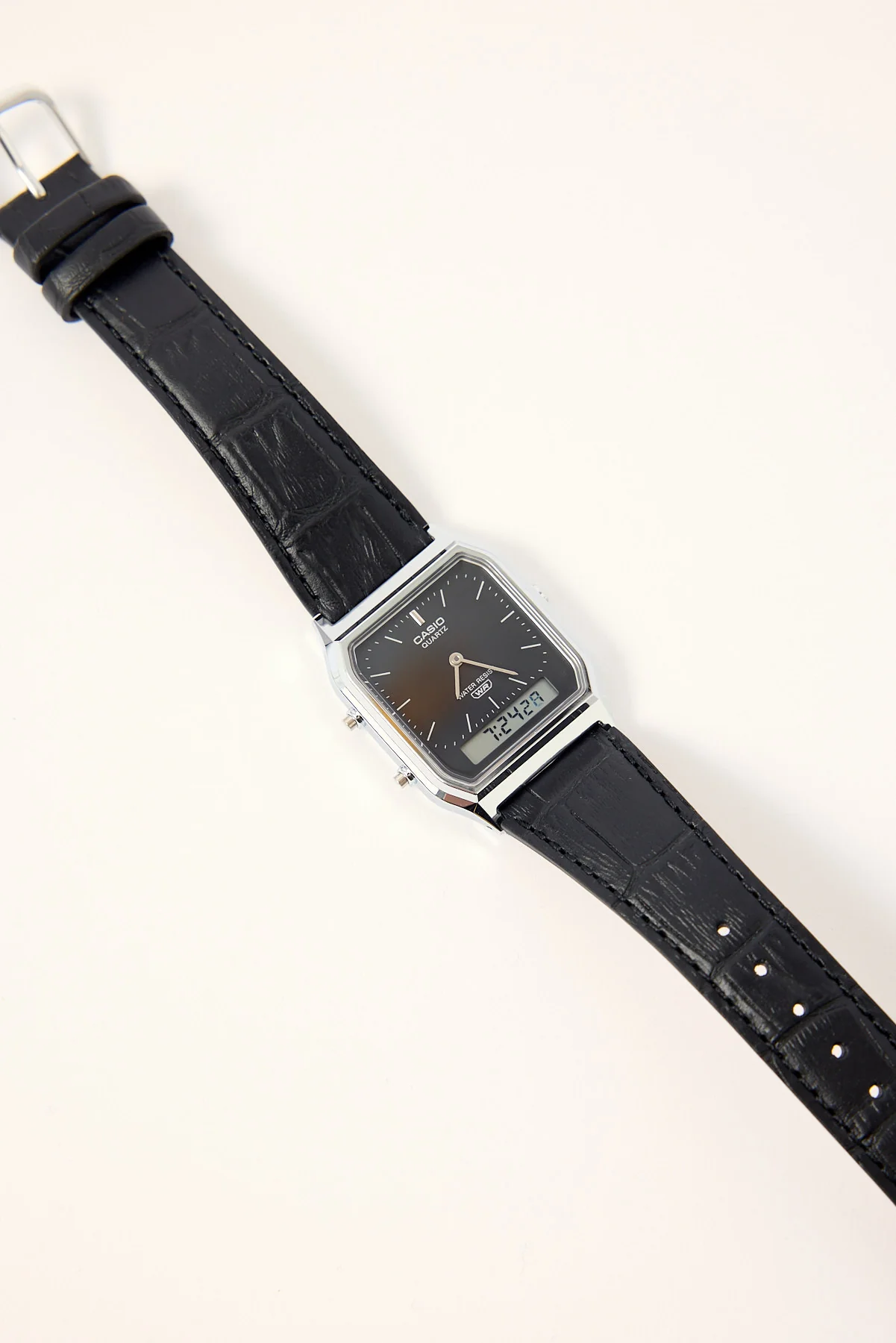Casio AQ230EL-1A Duo Watch Gold/Black Croc PU Strap - Image 3