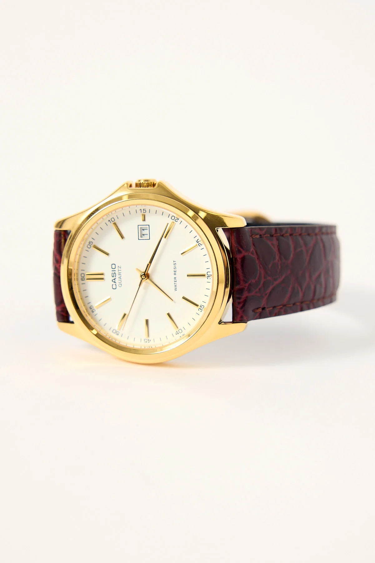 Casio MTP1183Q-7A Analogue Watch Gold/Brown Croc PU - Image 2