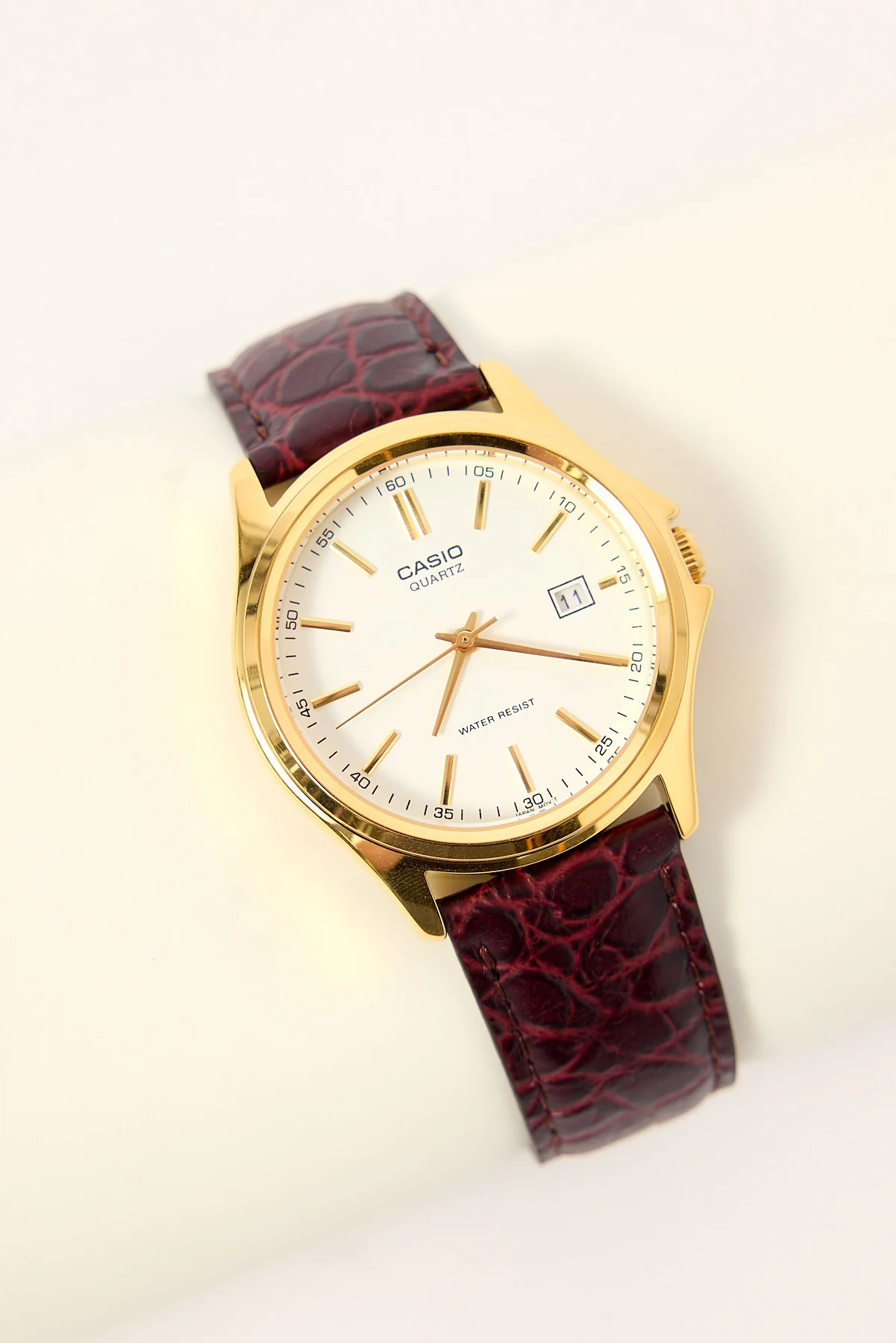 Casio MTP1183Q-7A Analogue Watch Gold/Brown Croc PU - Image 4