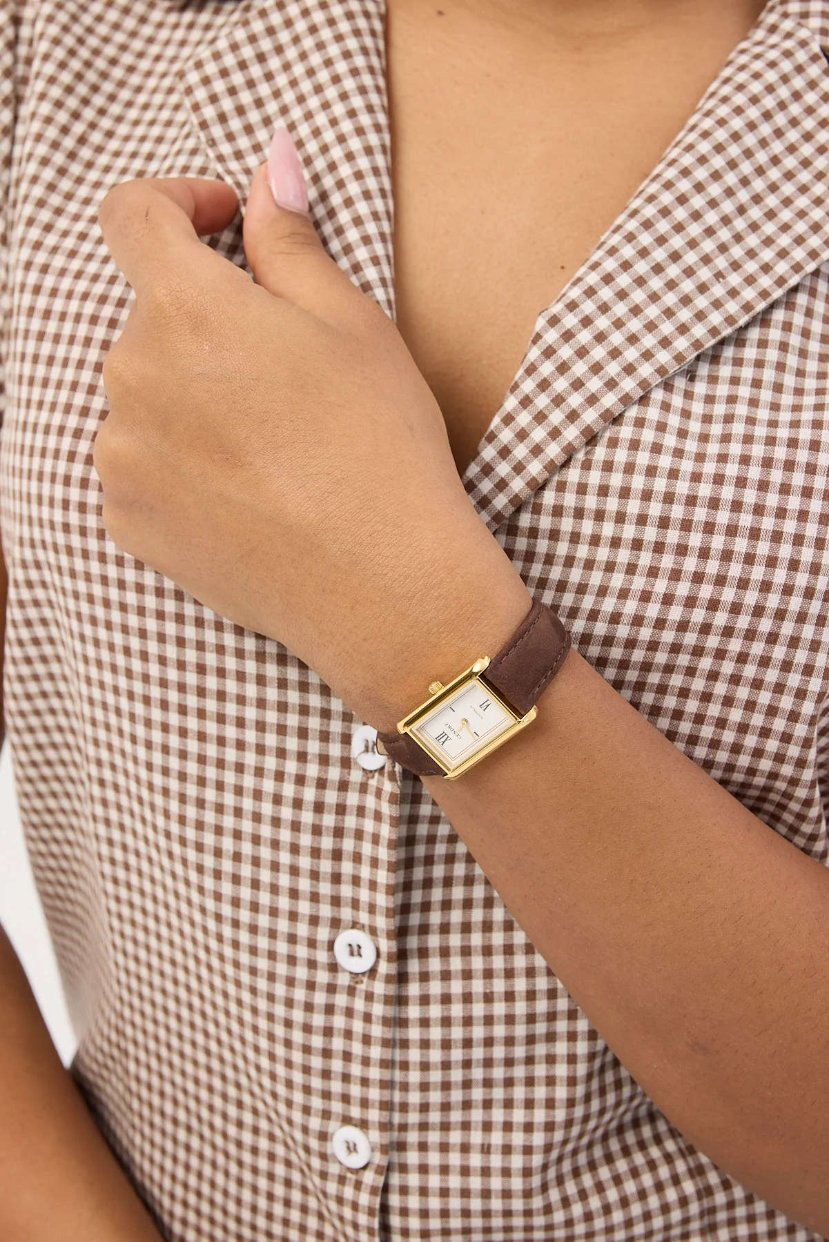 Cendre Kelly Watch Gold/White/Chocolate Suede - Image 5