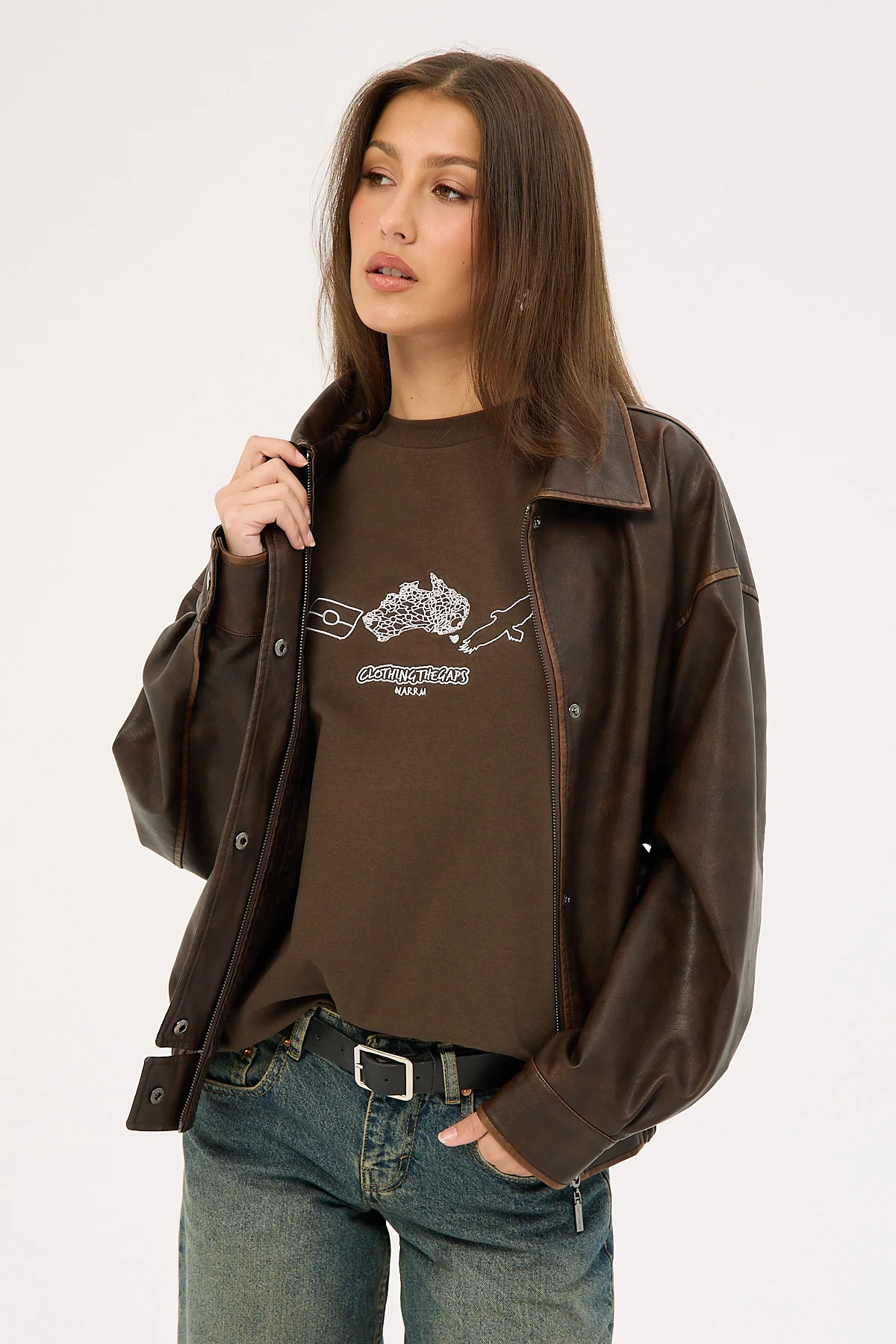 Clothing The Gaps Icon Tee Brown - Image 5