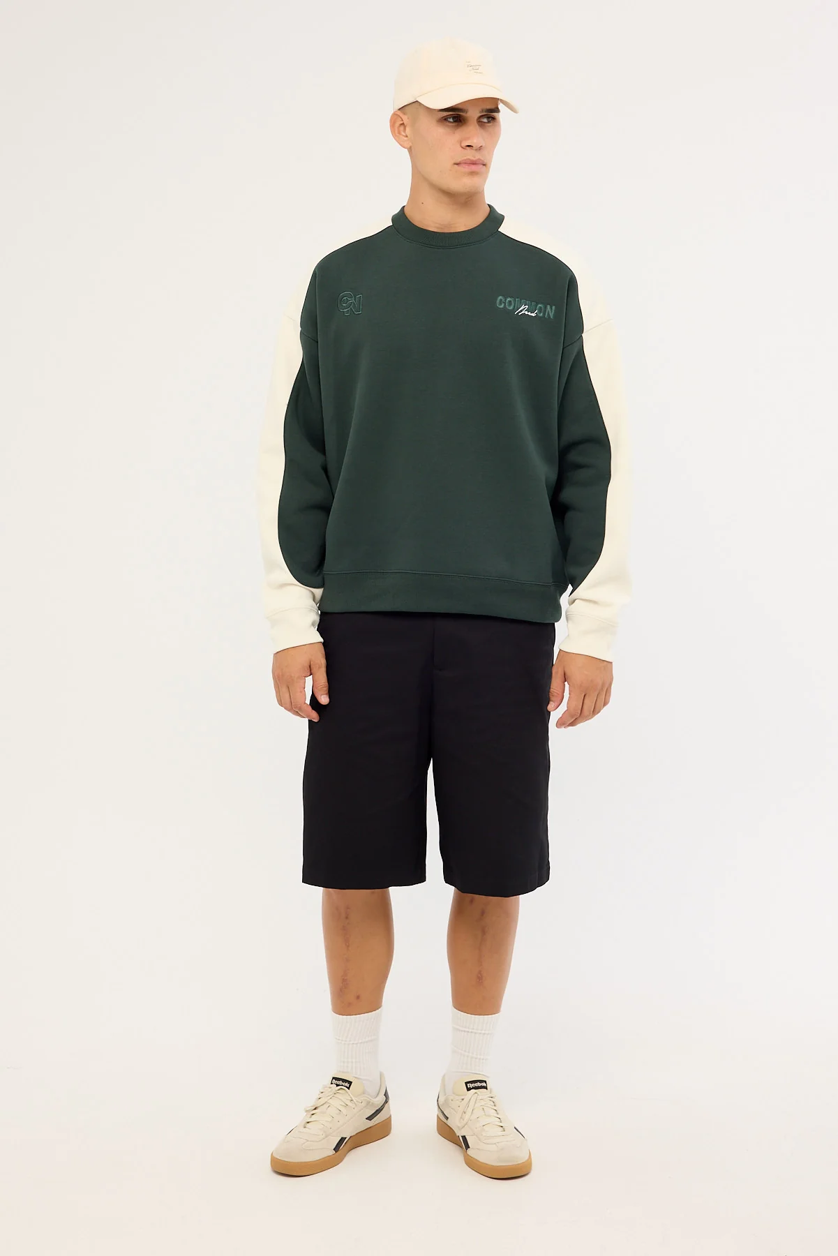 Common Need Activate Panel Crew Sweater Dark Green - Image 3