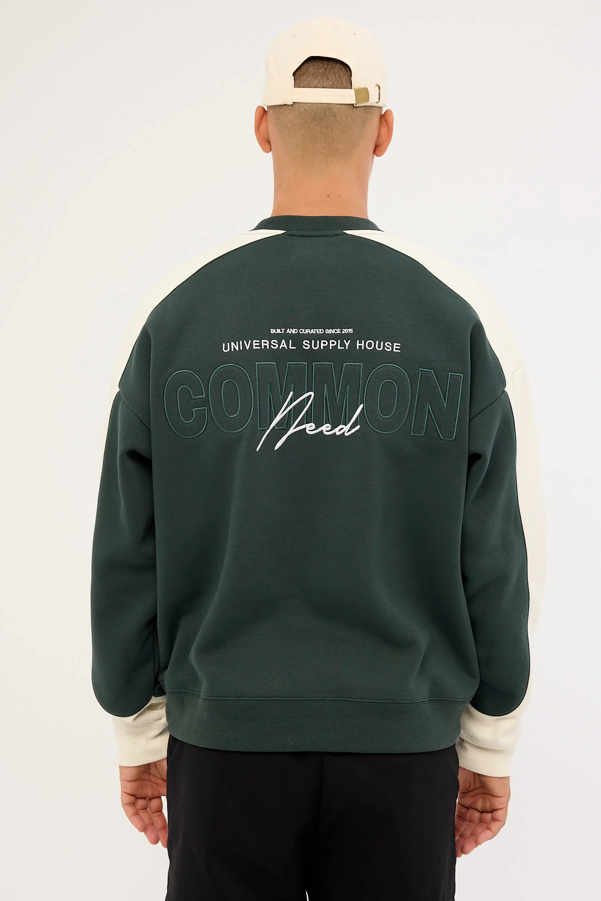 Common Need Activate Panel Crew Sweater Dark Green - Image 6