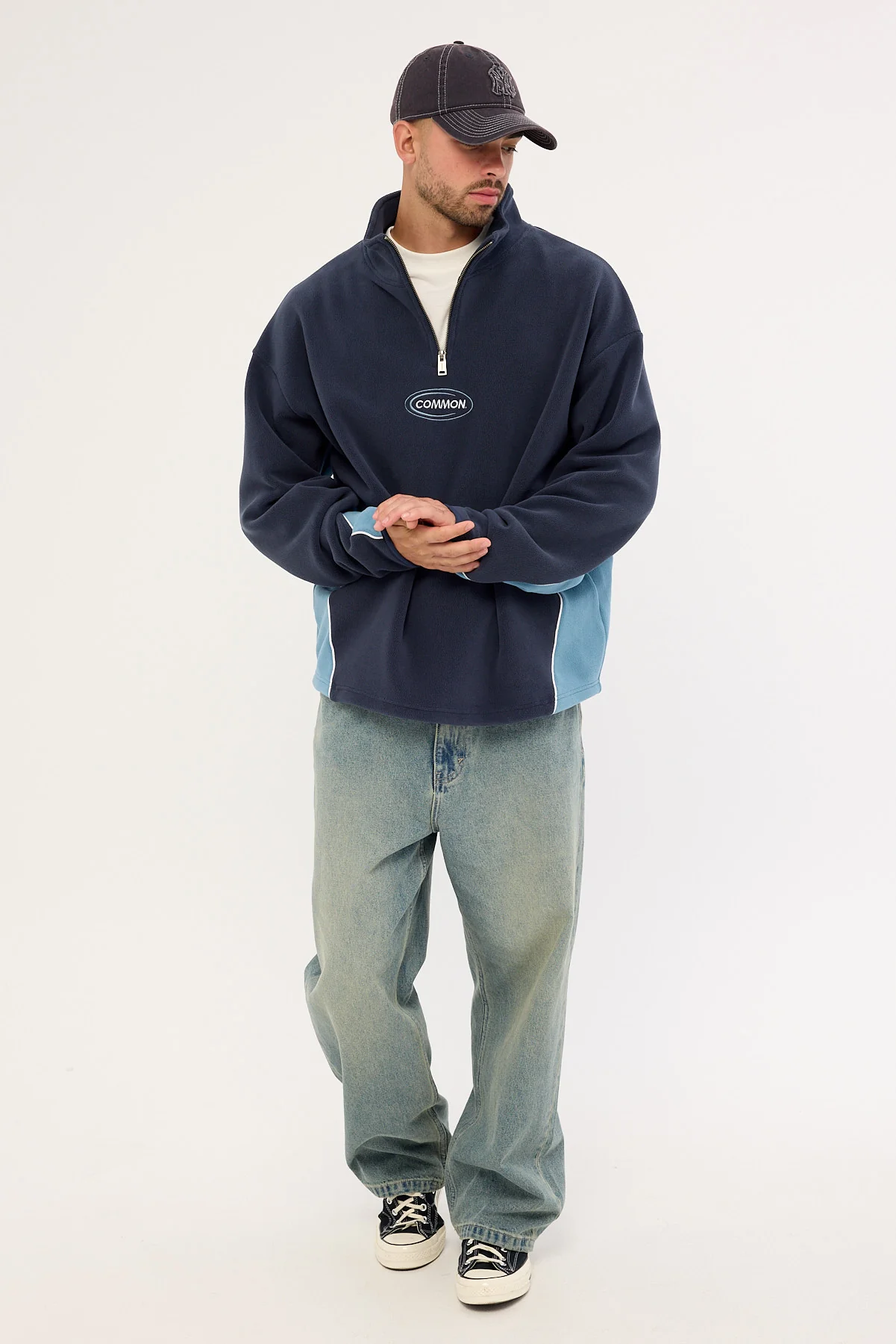 Common Need Aero Quarter Zip Sweater Navy - Image 2