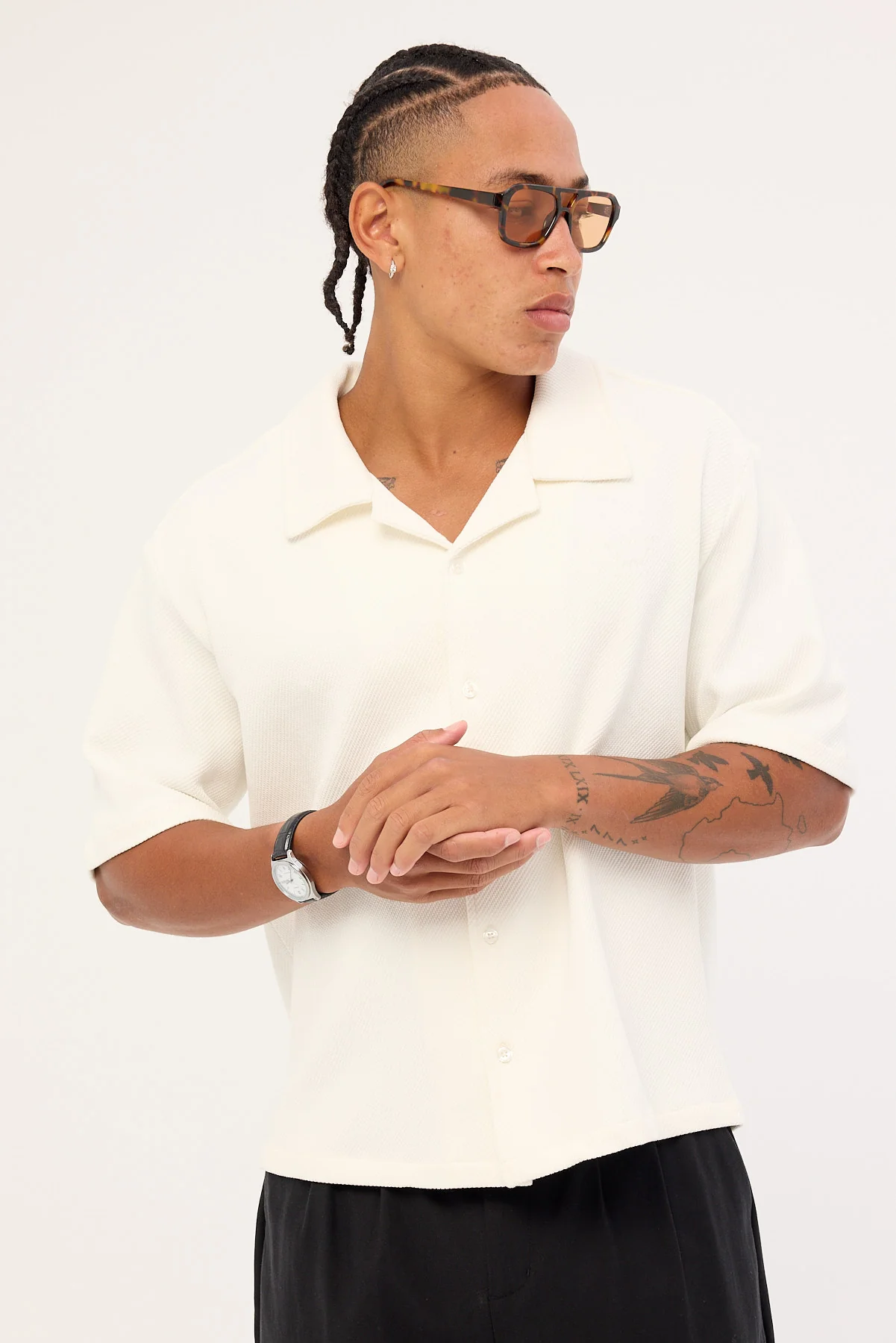 Common Need Alaric Boxy Cropped Resort Shirt White