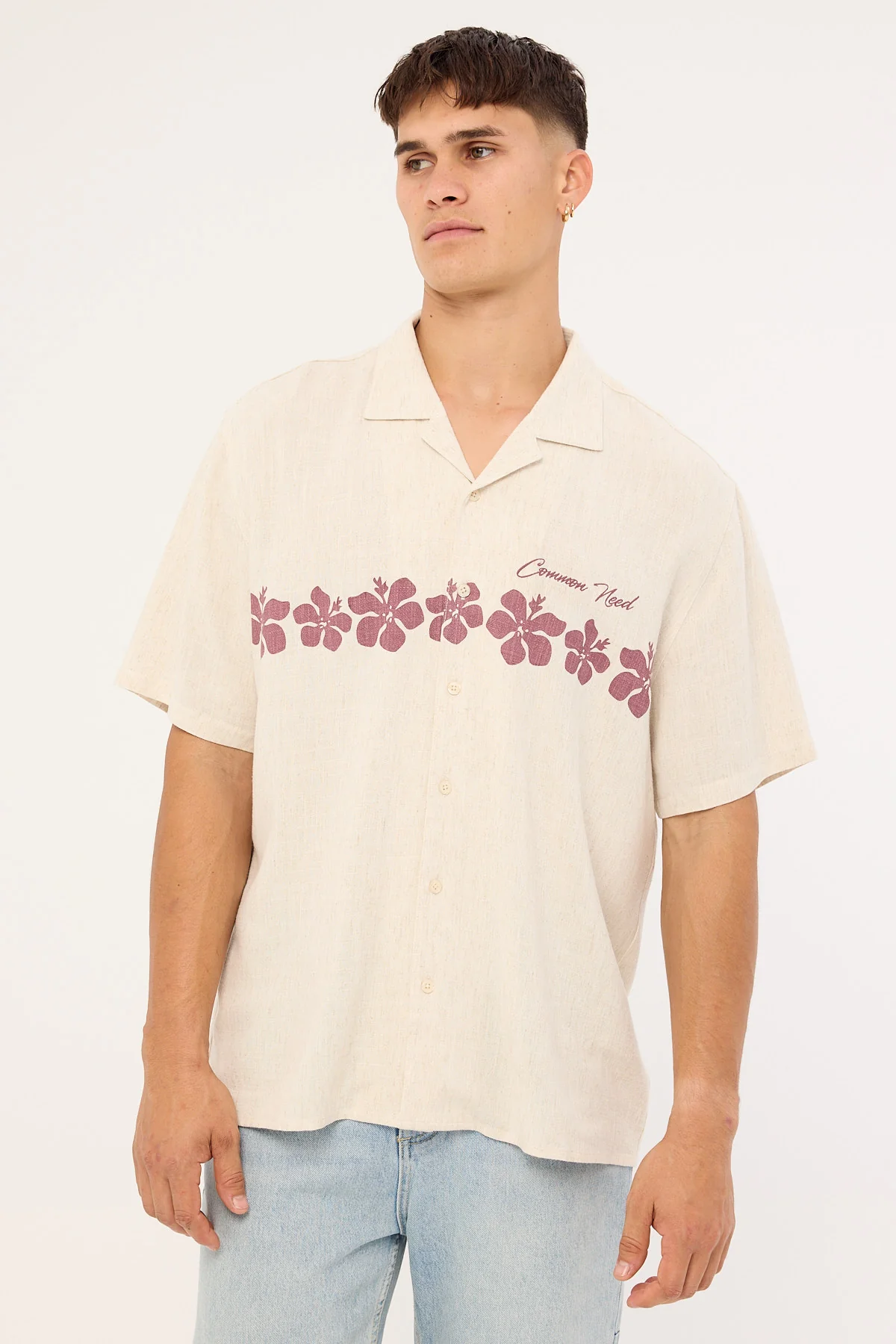 Common Need Aloha Linen Resort Shirt Natural - Image 3