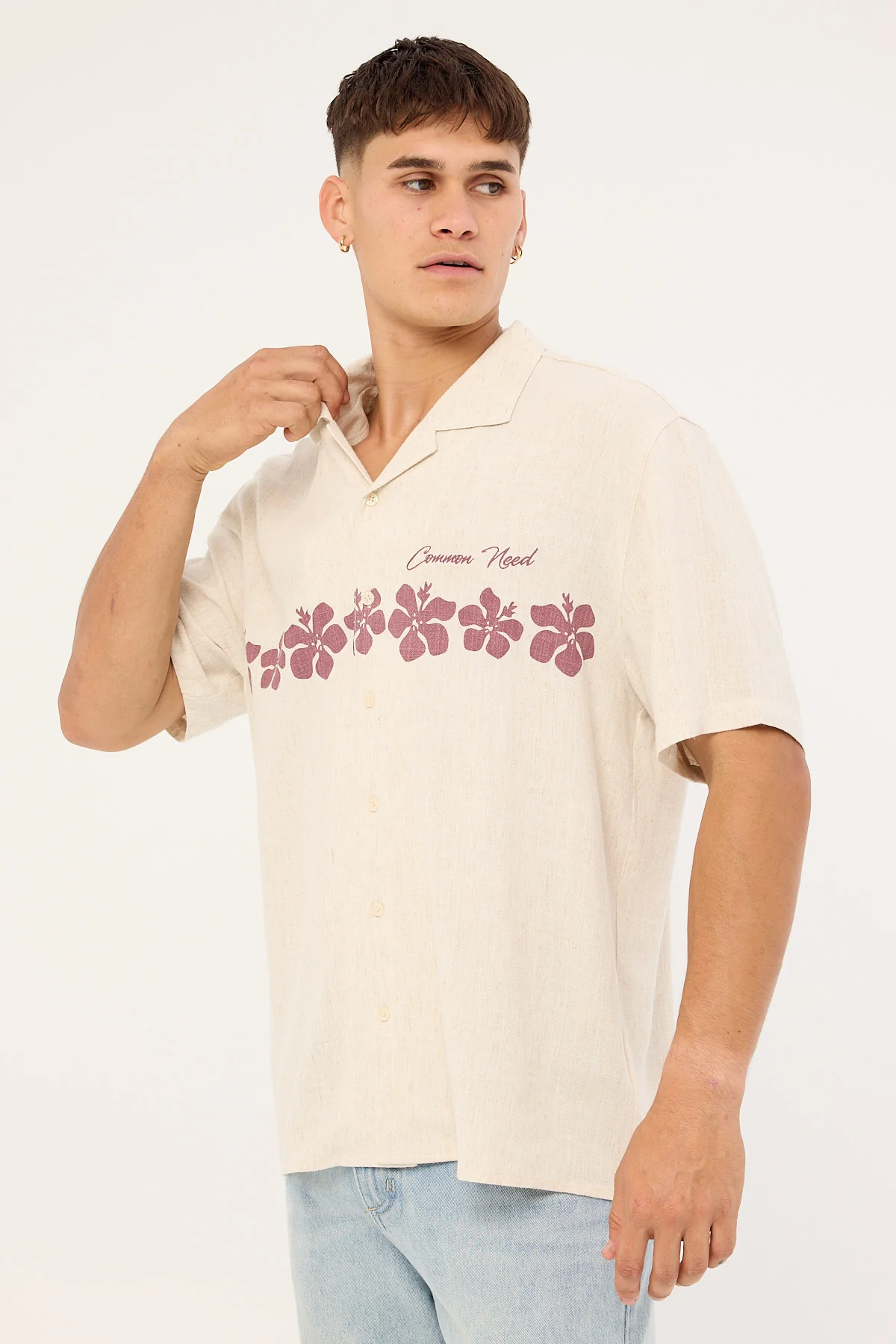 Common Need Aloha Linen Resort Shirt Natural - Image 5