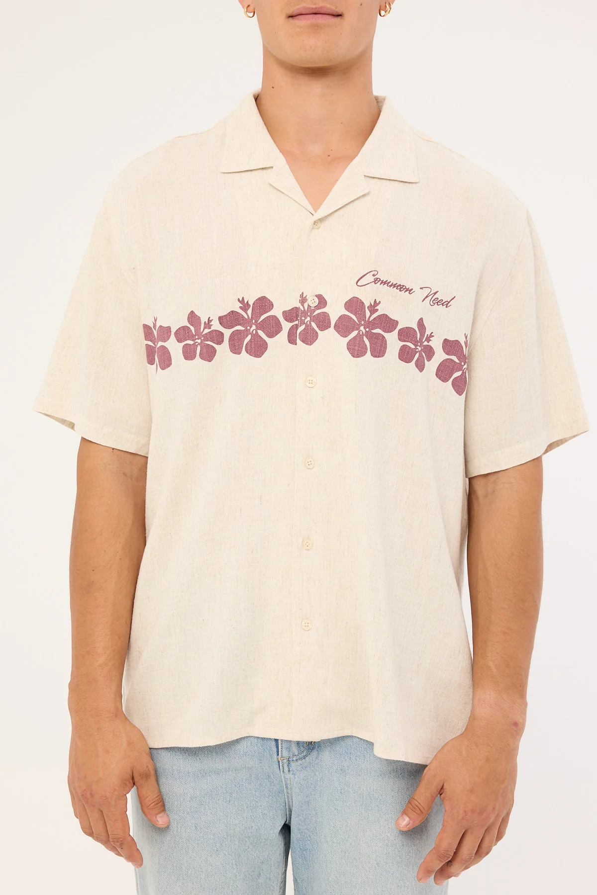 Common Need Aloha Linen Resort Shirt Natural - Image 8
